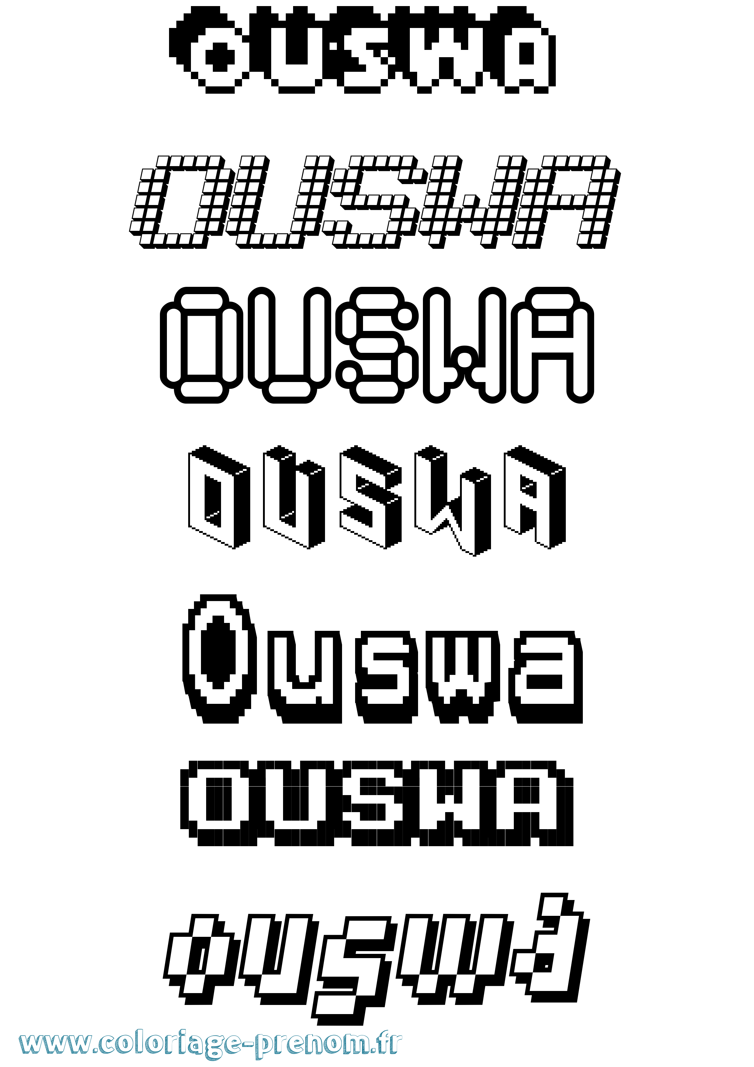 Coloriage Ouswa Pixel Coloriage prénom Ouswa Pixel