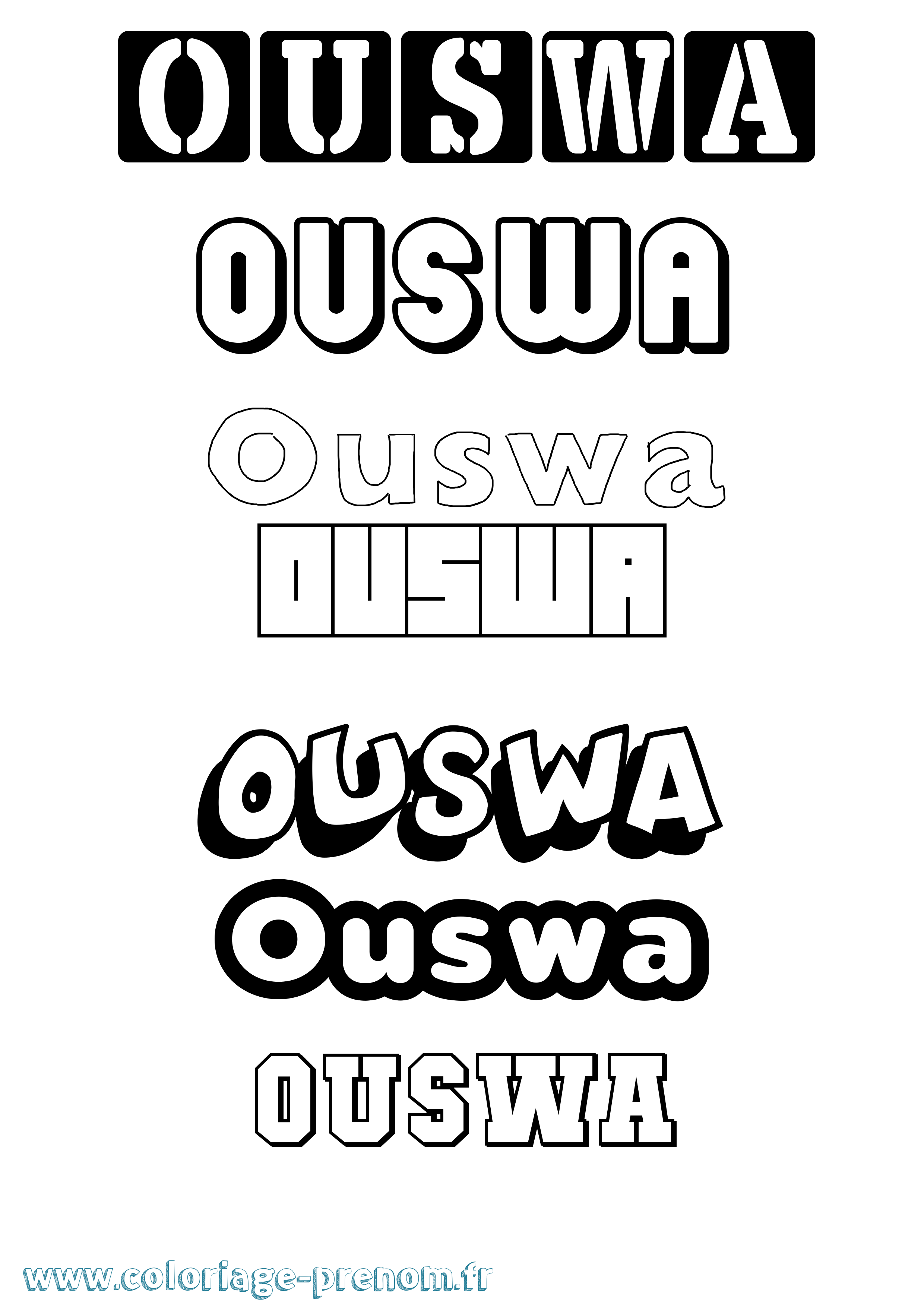 Coloriage Ouswa Simple Coloriage prénom Ouswa Simple