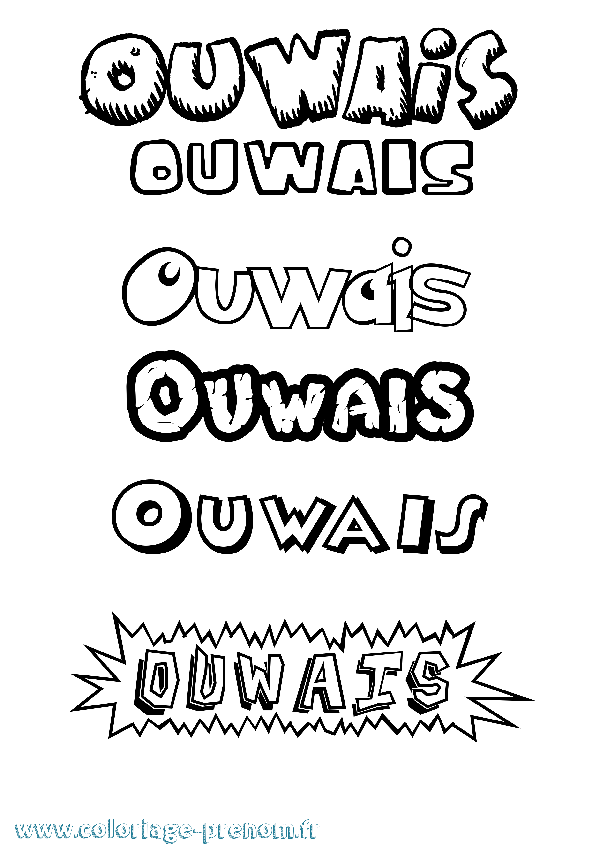 Coloriage Ouwais Dessin Animé Coloriage prénom Ouwais Dessin Animé