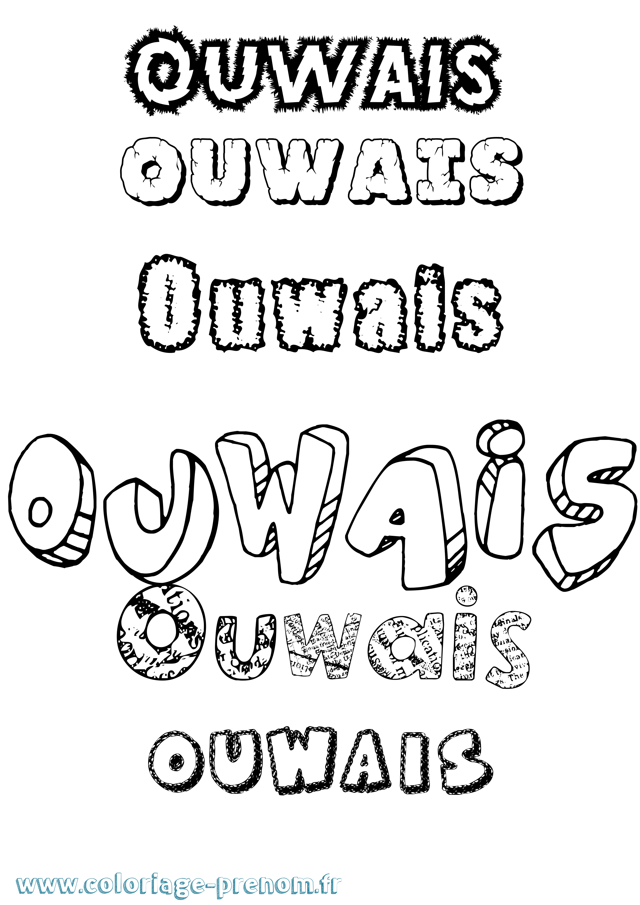 Coloriage Ouwais Destructuré Coloriage prénom Ouwais Destructuré