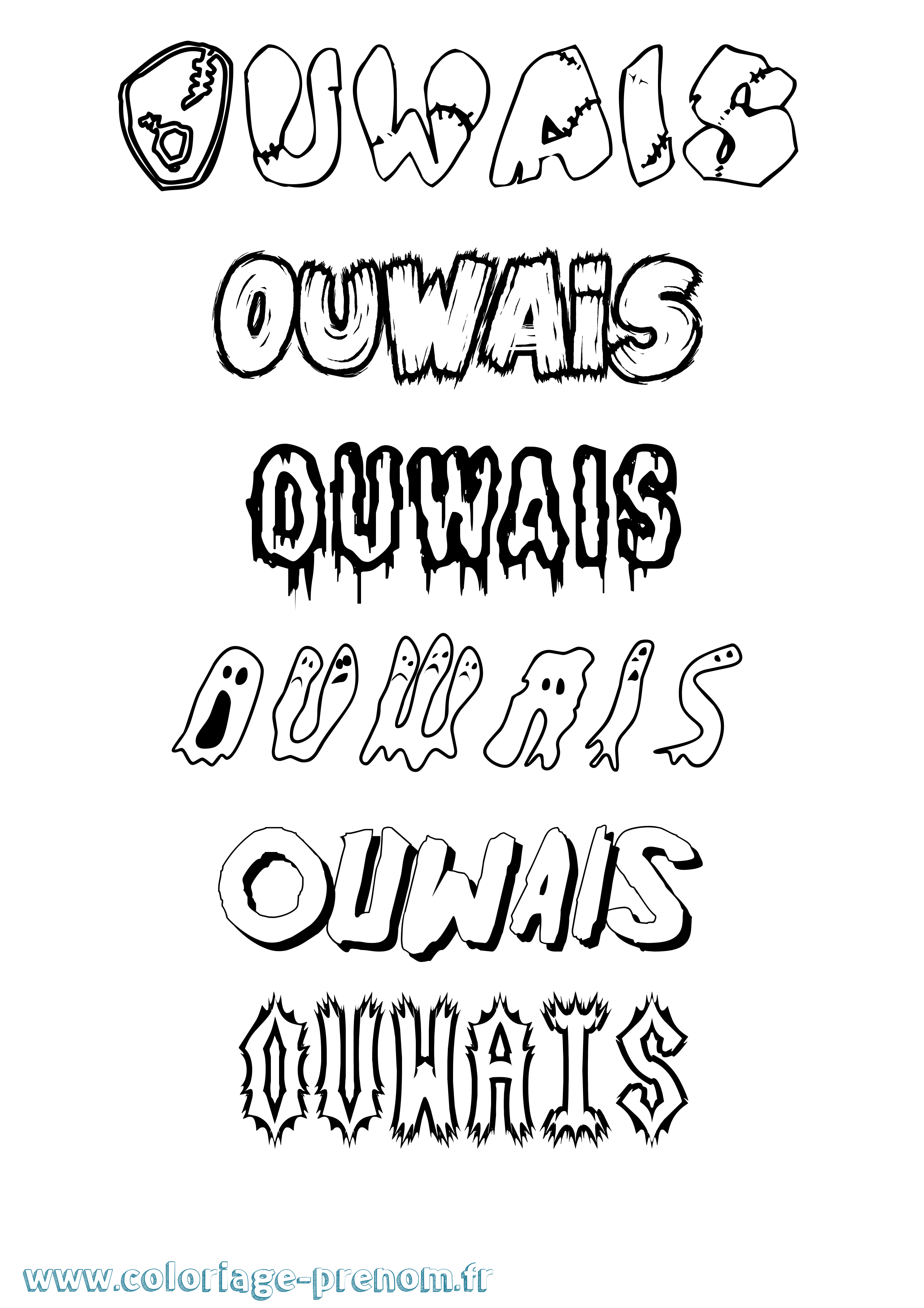 Coloriage Ouwais Frisson Coloriage prénom Ouwais Frisson