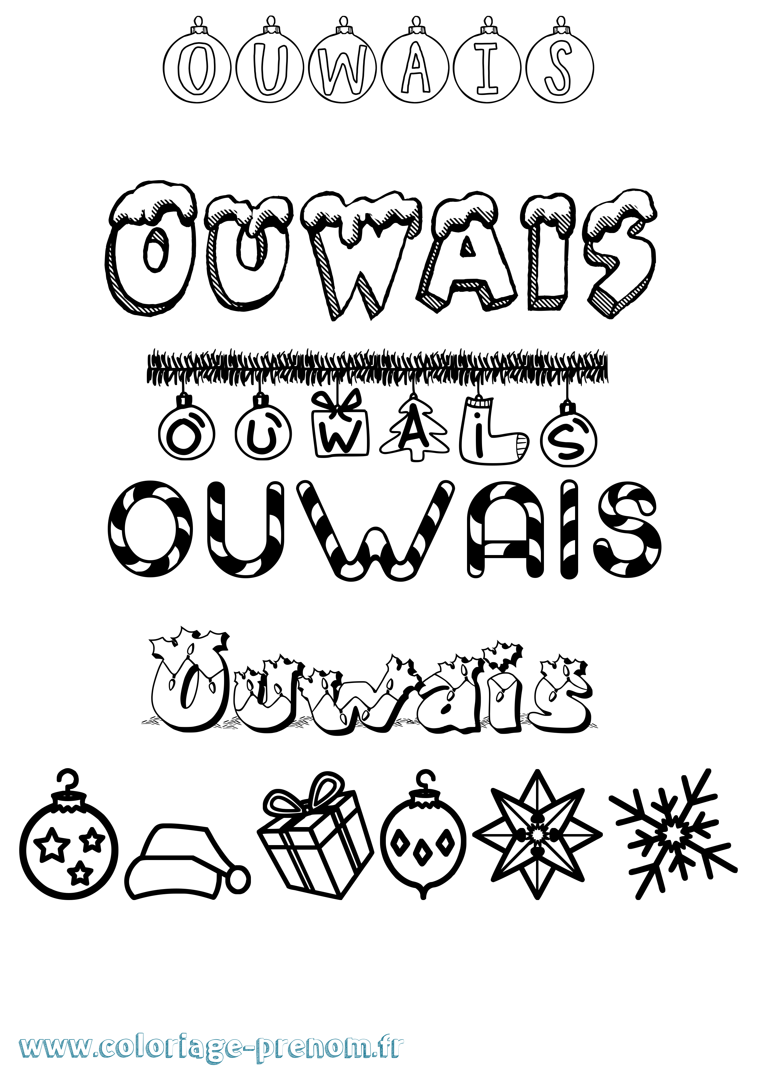 Coloriage Ouwais Noël Coloriage prénom Ouwais Noël
