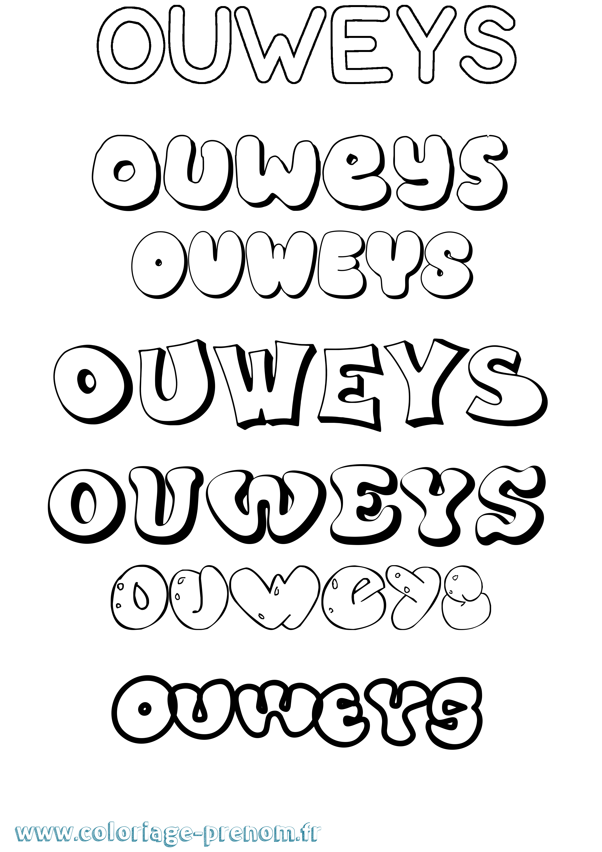 Coloriage Ouweys Bubble Coloriage prénom Ouweys Bubble