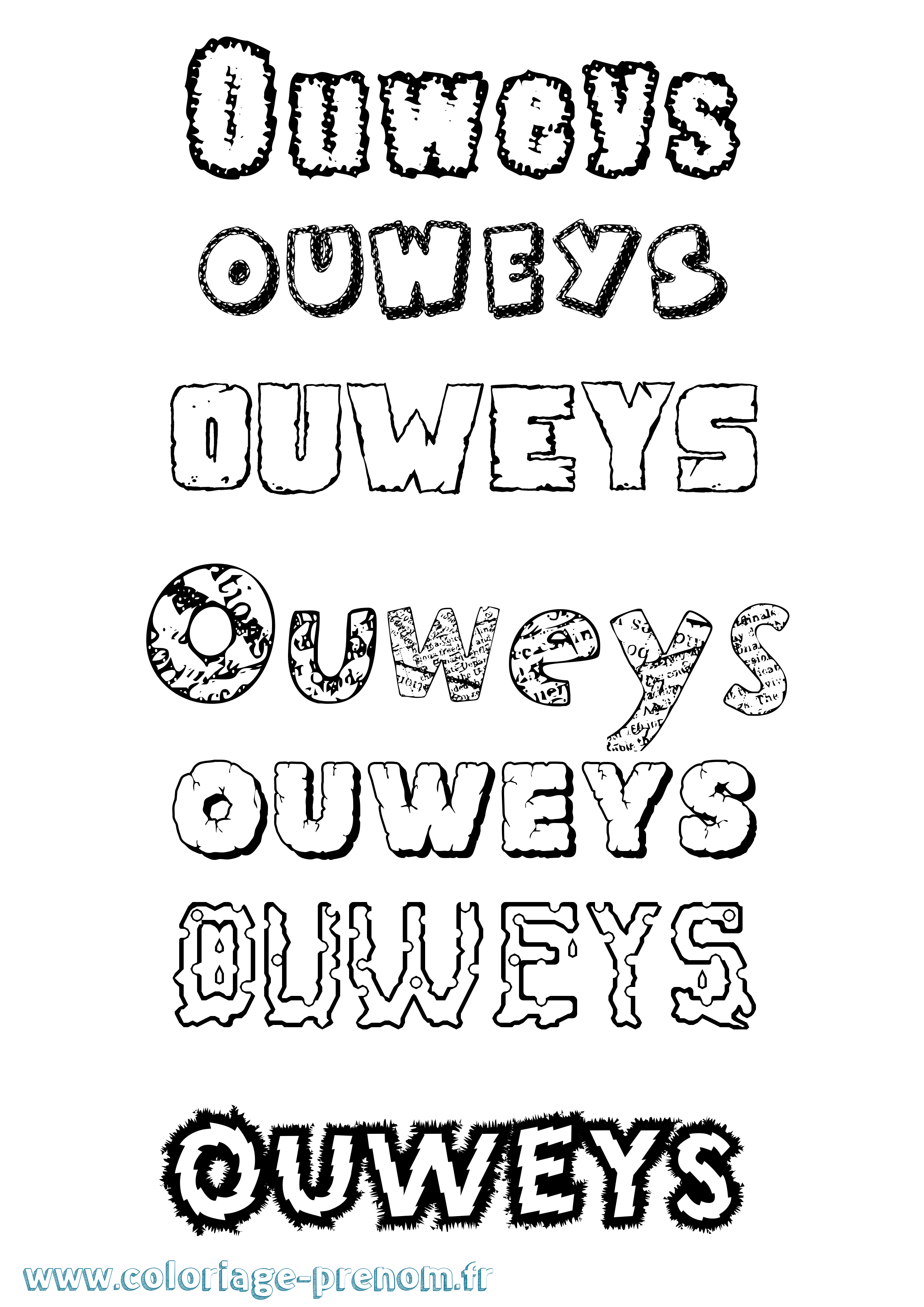 Coloriage Ouweys Destructuré Coloriage prénom Ouweys Destructuré