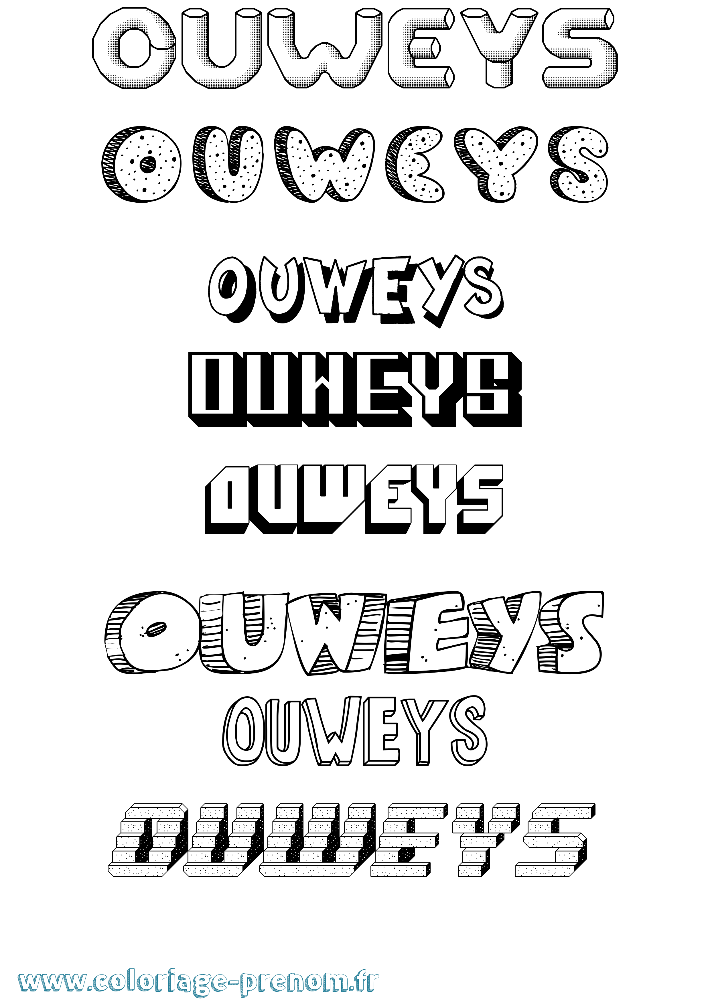 Coloriage Ouweys Effet 3D Coloriage prénom Ouweys Effet 3D