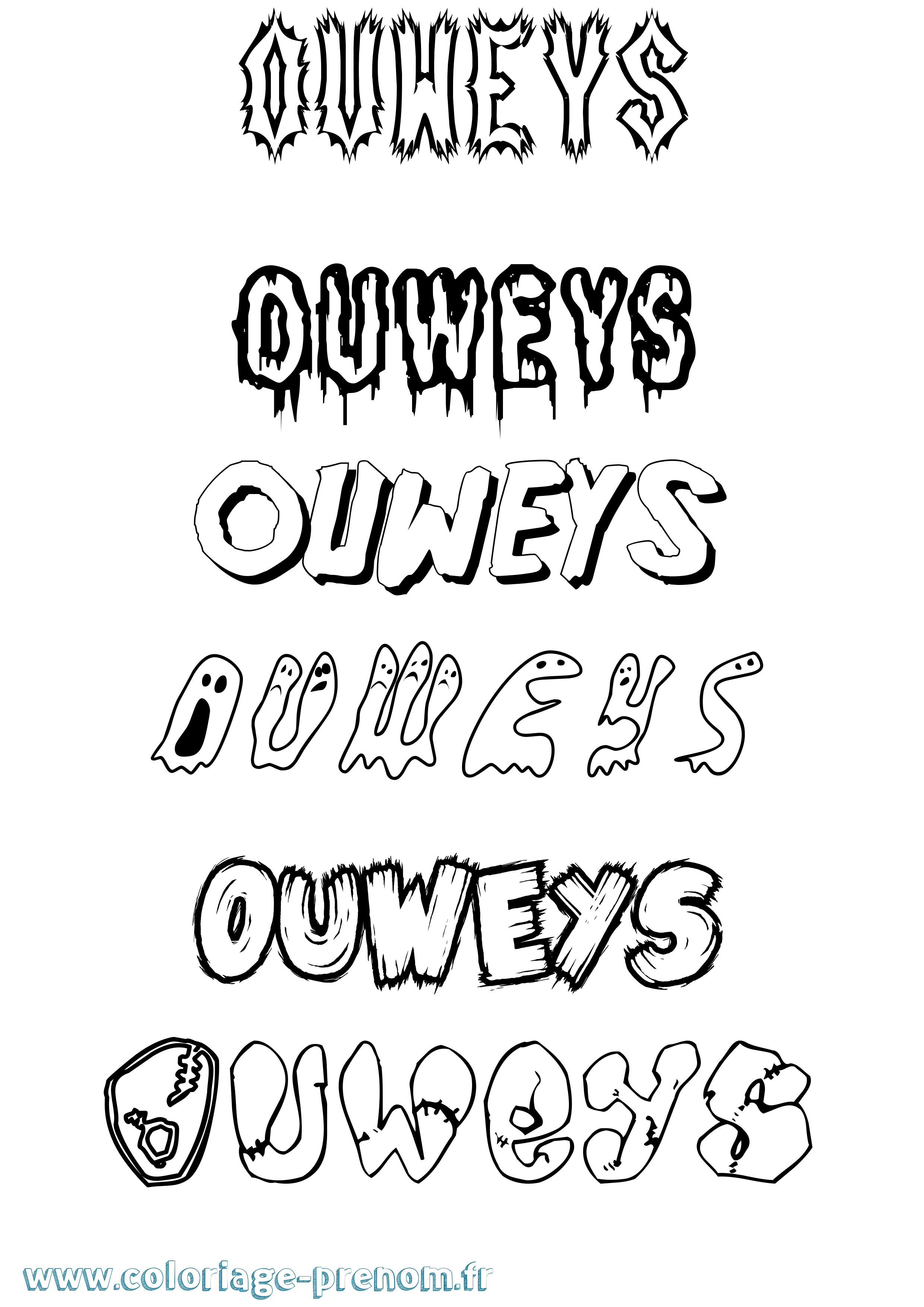 Coloriage Ouweys Frisson Coloriage prénom Ouweys Frisson