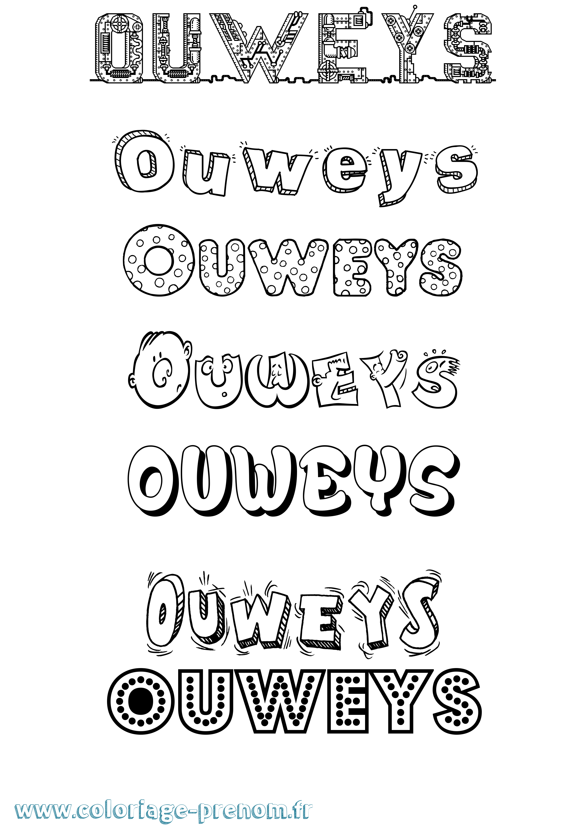 Coloriage Ouweys Fun Coloriage prénom Ouweys Fun