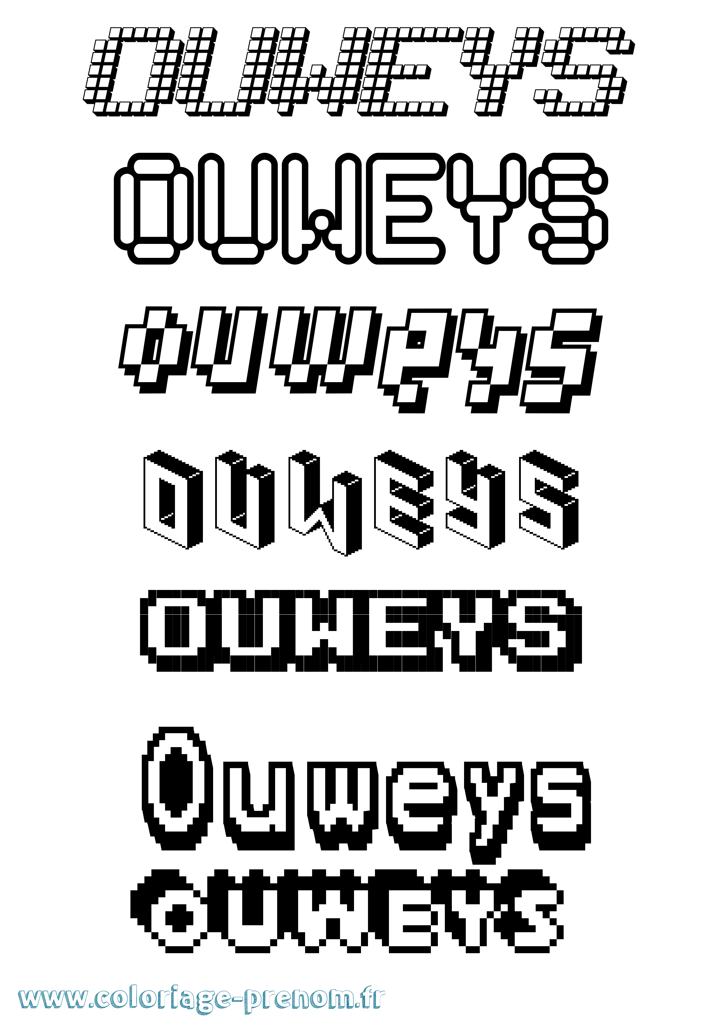 Coloriage Ouweys Pixel Coloriage prénom Ouweys Pixel