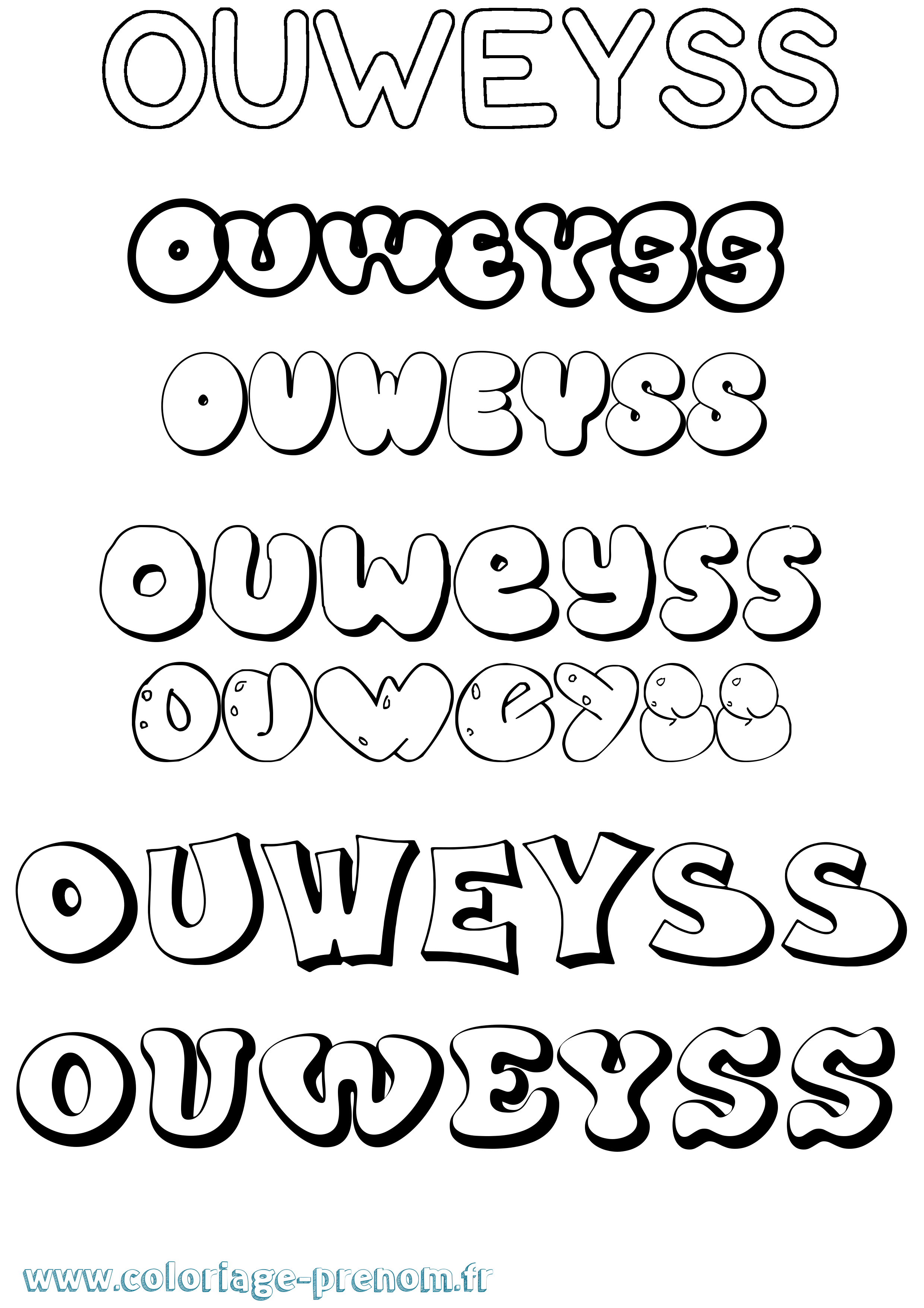 Coloriage Ouweyss Bubble Coloriage prénom Ouweyss Bubble