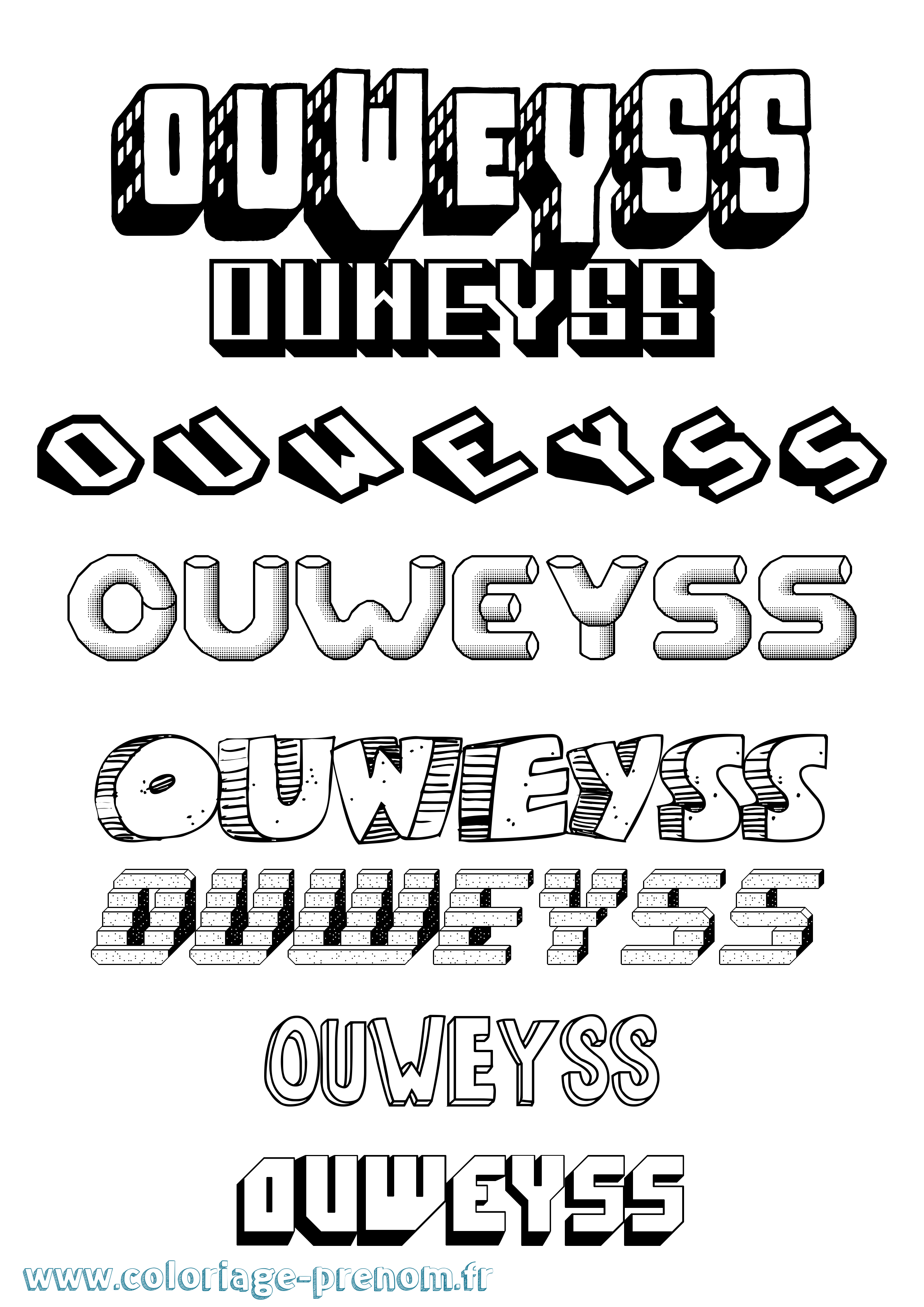Coloriage Ouweyss Effet 3D Coloriage prénom Ouweyss Effet 3D