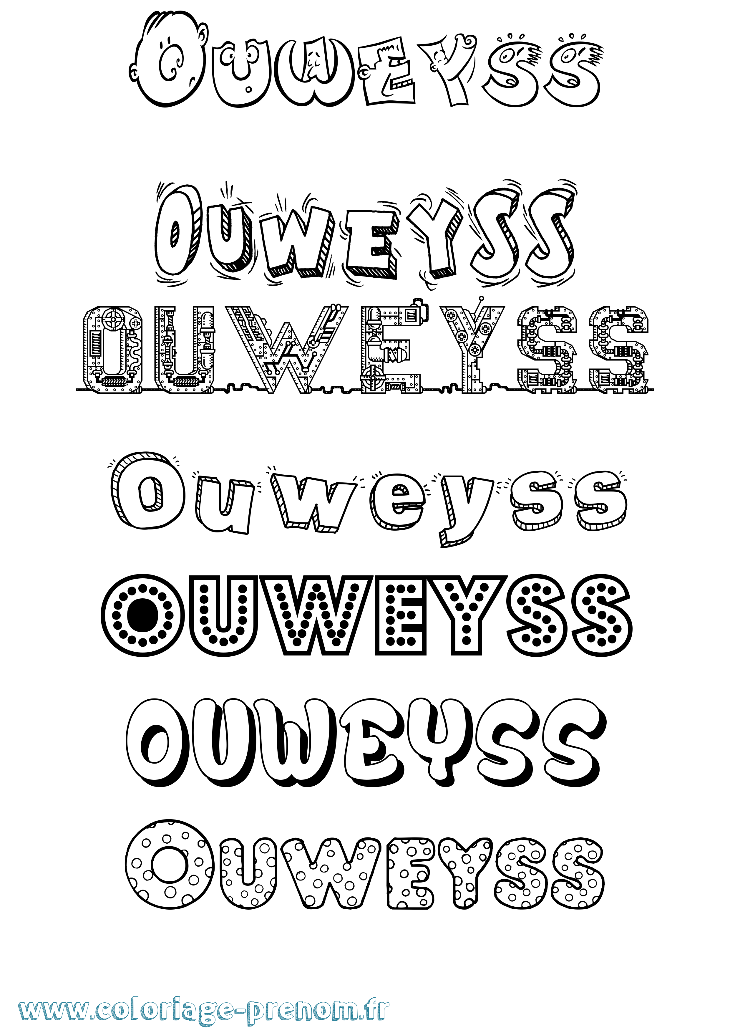 Coloriage Ouweyss Fun Coloriage prénom Ouweyss Fun