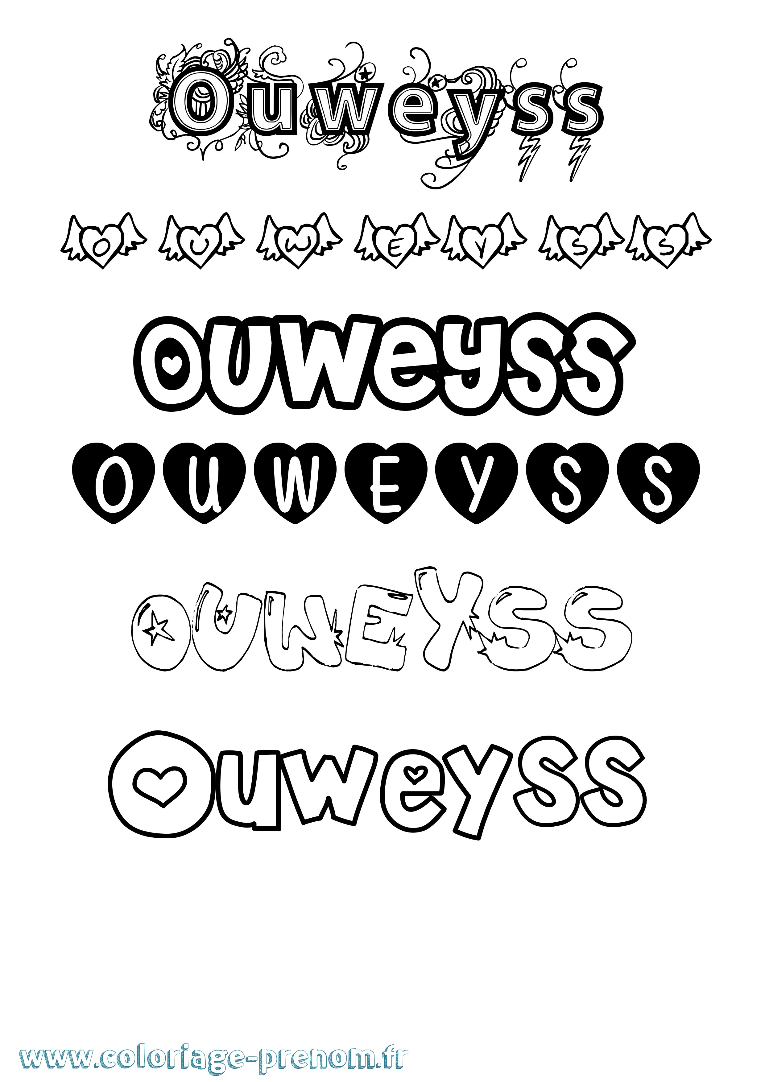 Coloriage Ouweyss Girly Coloriage prénom Ouweyss Girly