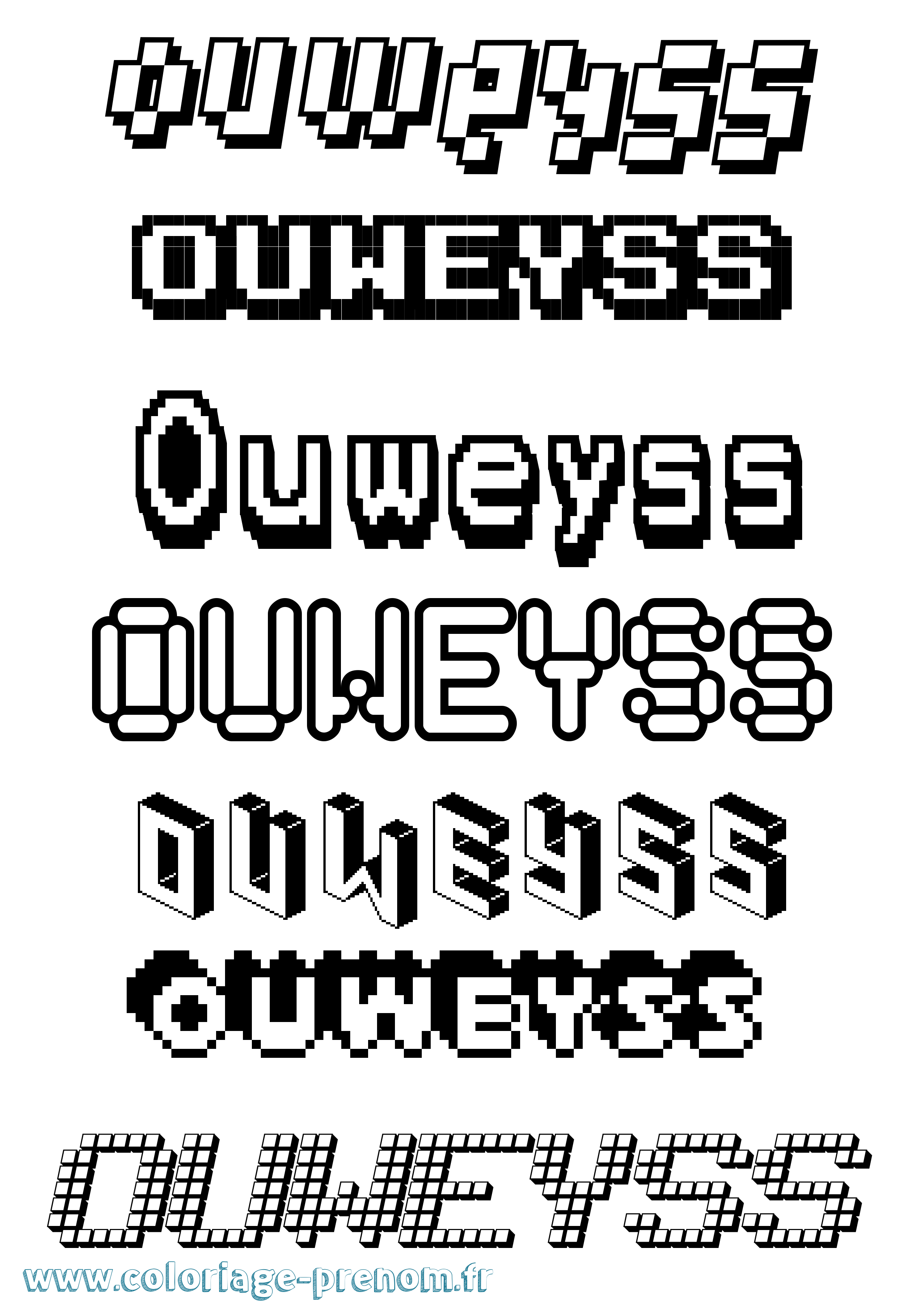 Coloriage Ouweyss Pixel Coloriage prénom Ouweyss Pixel