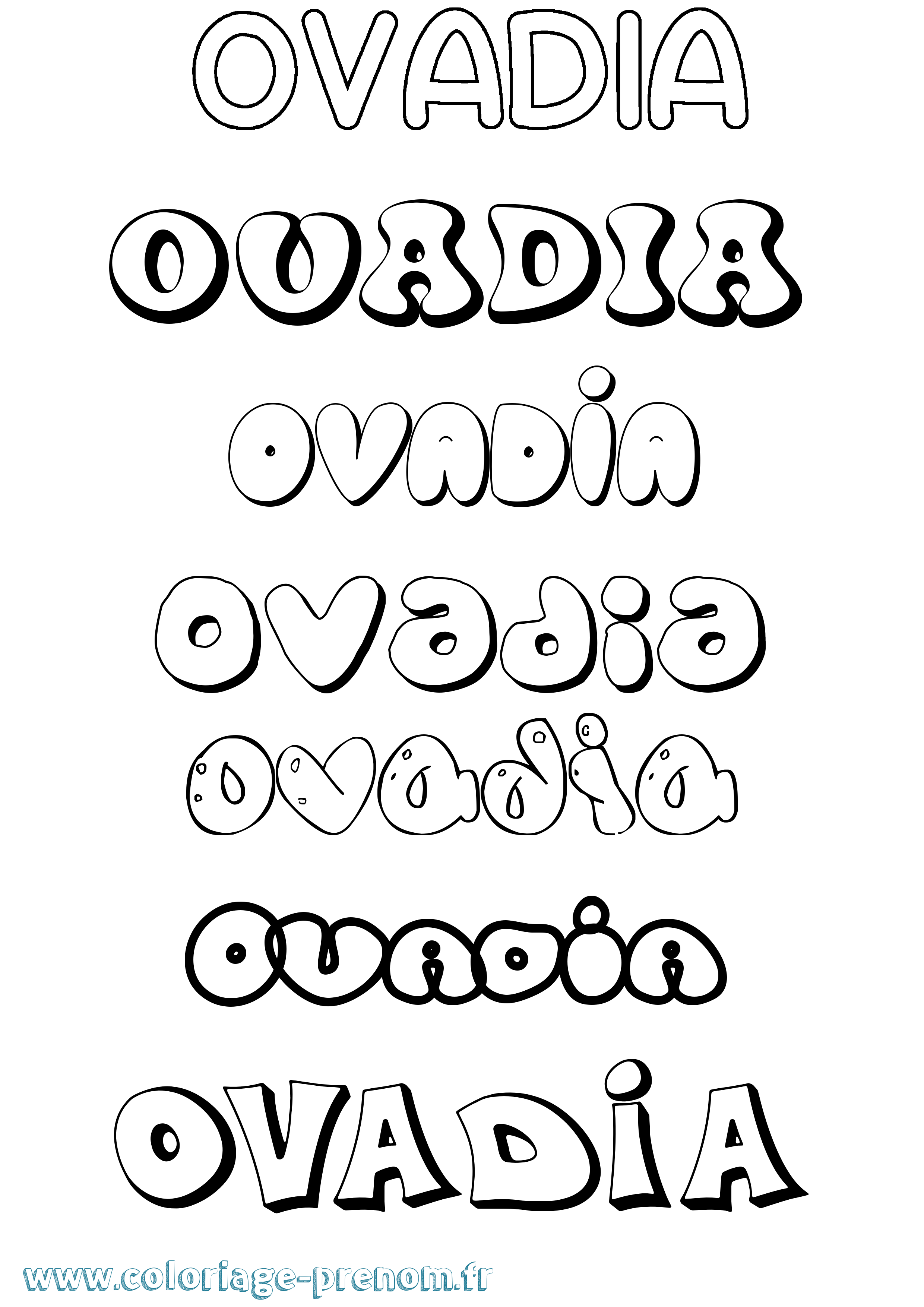 Coloriage Ovadia Bubble Coloriage prénom Ovadia Bubble