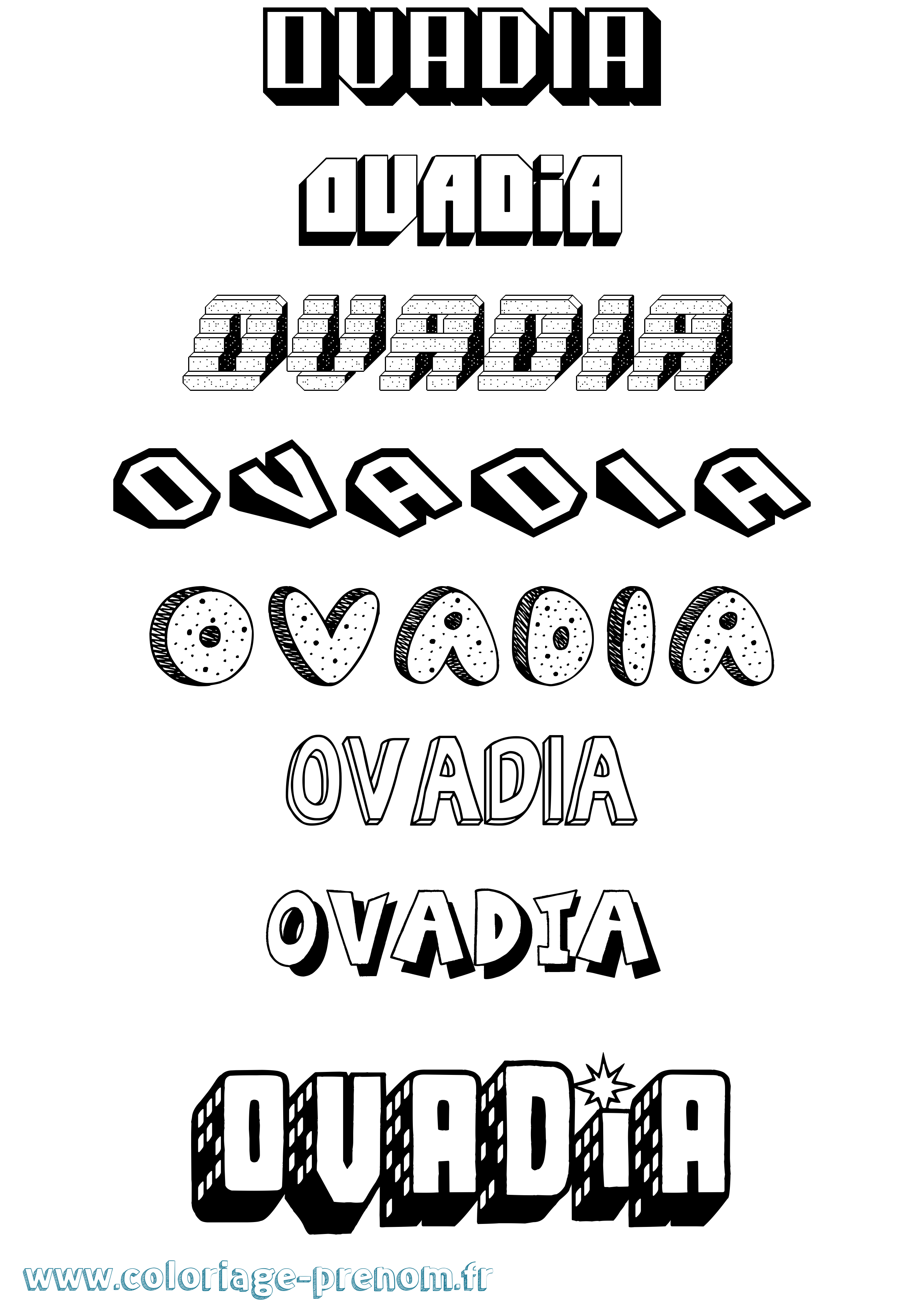 Coloriage Ovadia Effet 3D Coloriage prénom Ovadia Effet 3D