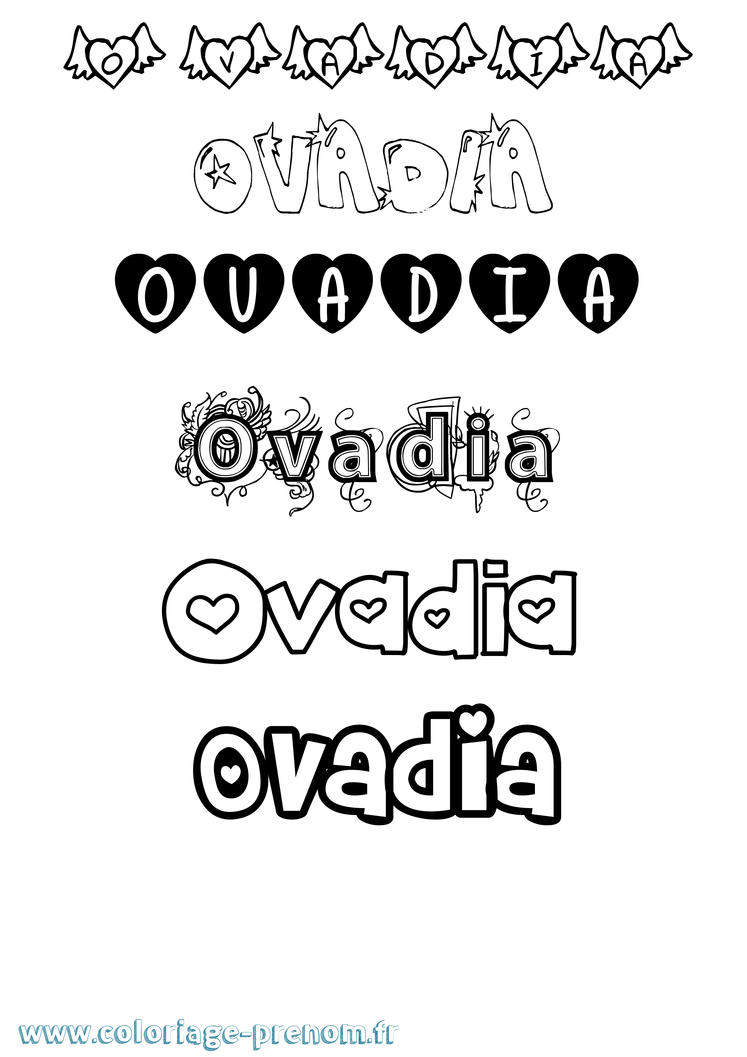 Coloriage Ovadia Girly Coloriage prénom Ovadia Girly