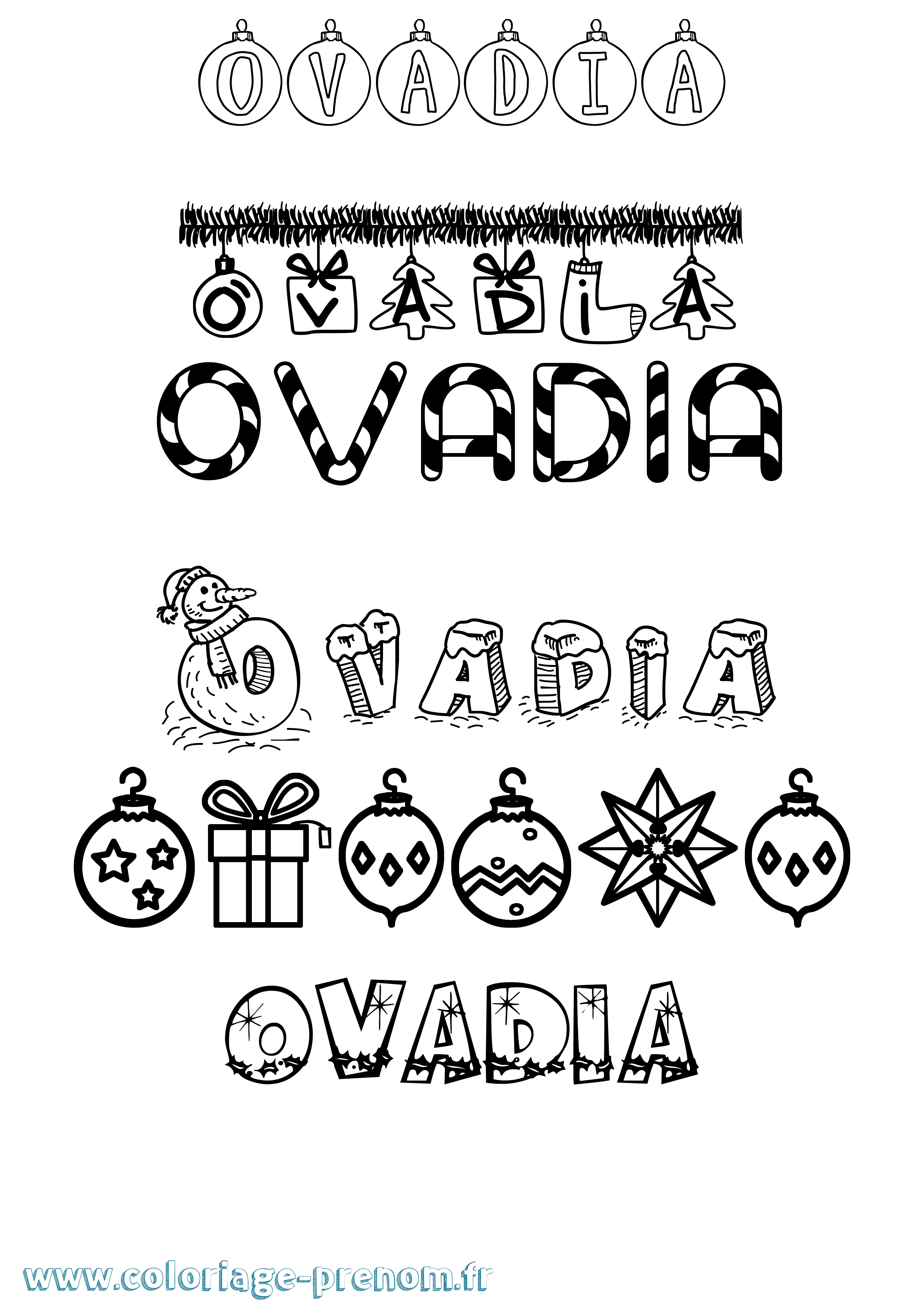 Coloriage Ovadia Noël Coloriage prénom Ovadia Noël
