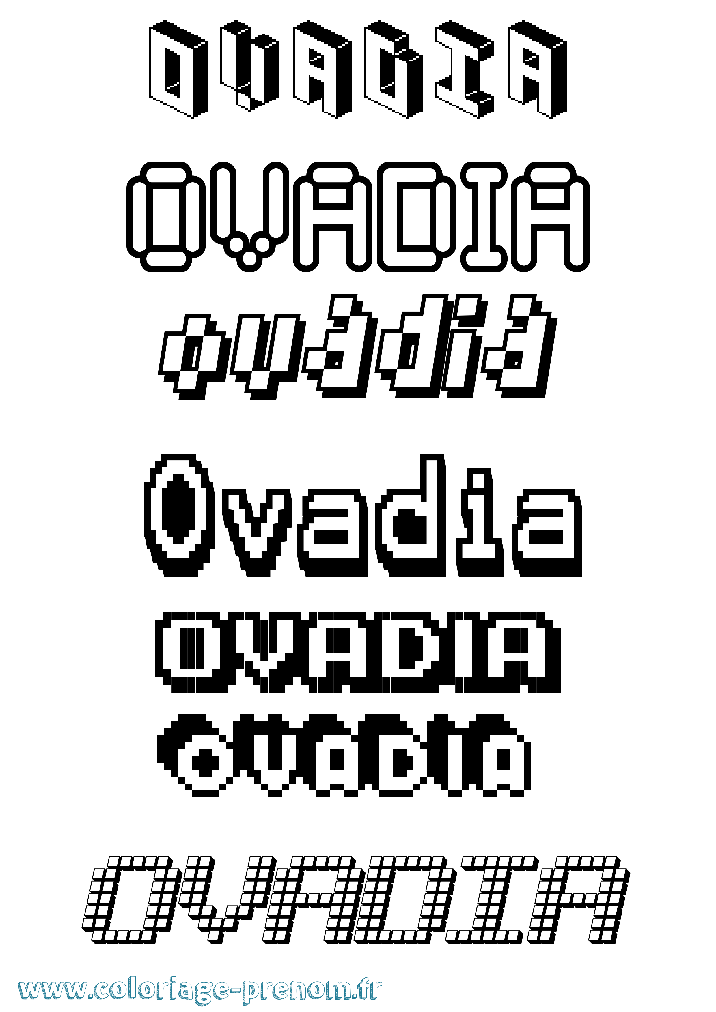 Coloriage Ovadia Pixel Coloriage prénom Ovadia Pixel