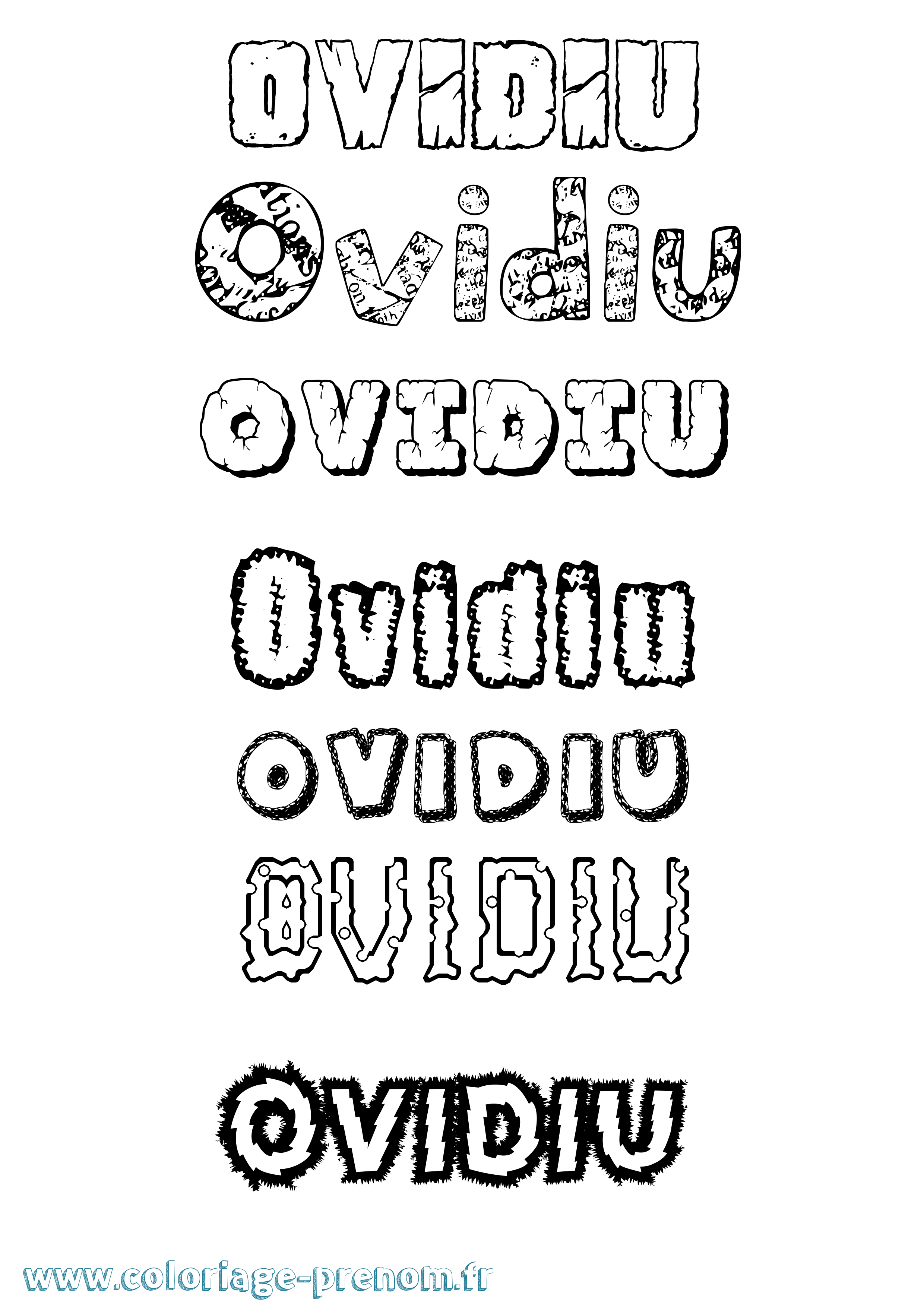 Coloriage Ovidiu Destructuré Coloriage prénom Ovidiu Destructuré