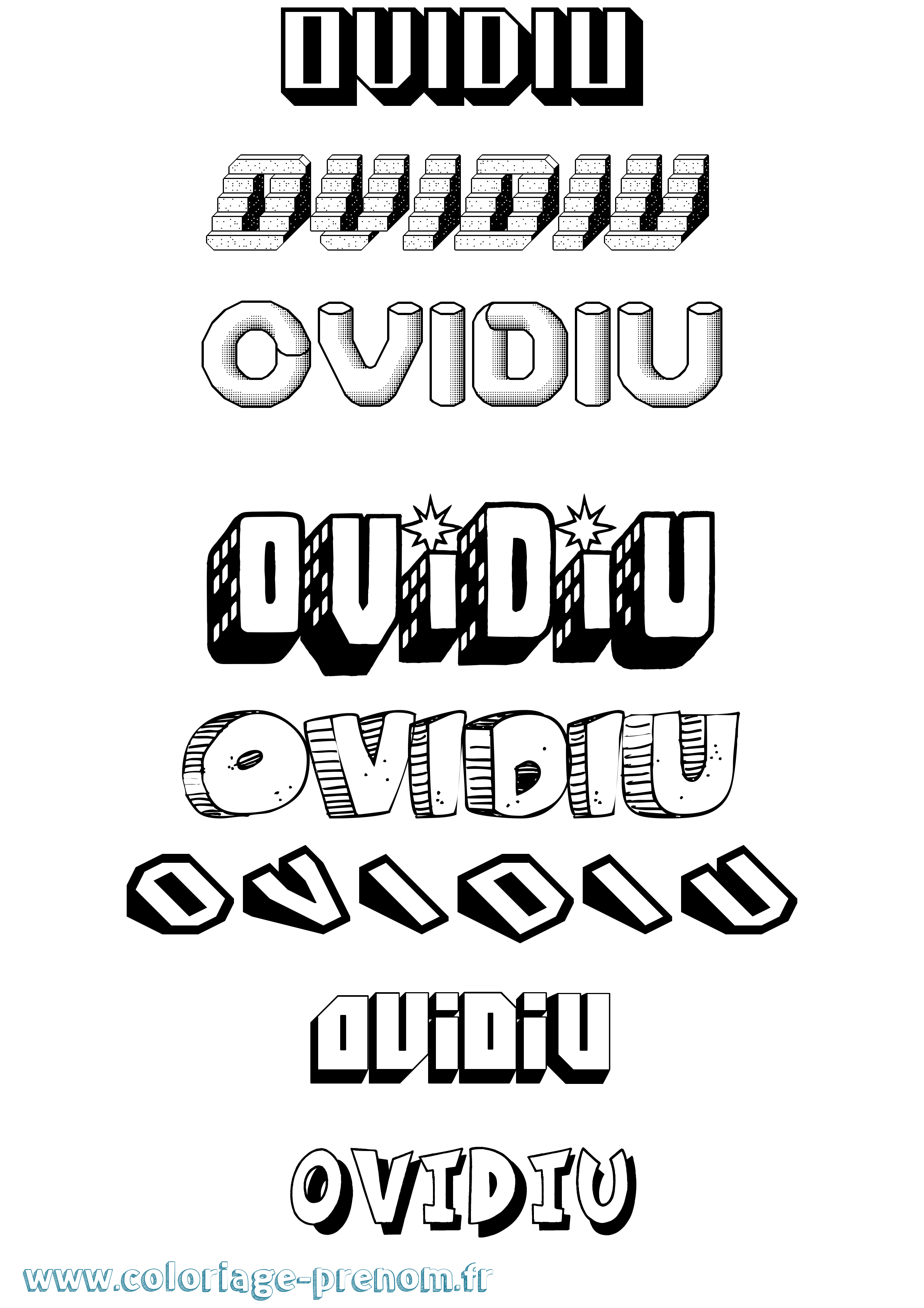 Coloriage Ovidiu Effet 3D Coloriage prénom Ovidiu Effet 3D