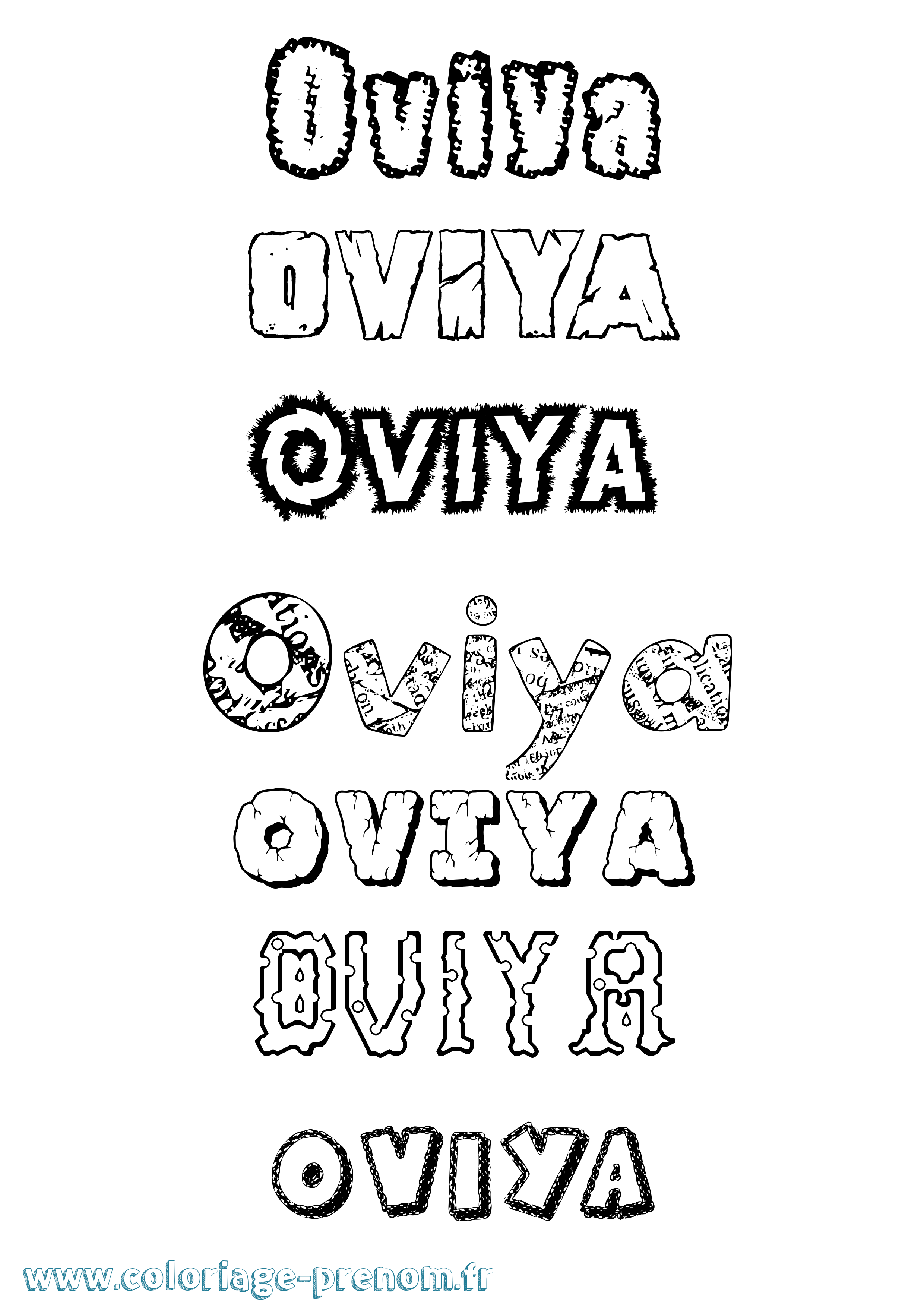 Coloriage Oviya Destructuré Coloriage prénom Oviya Destructuré