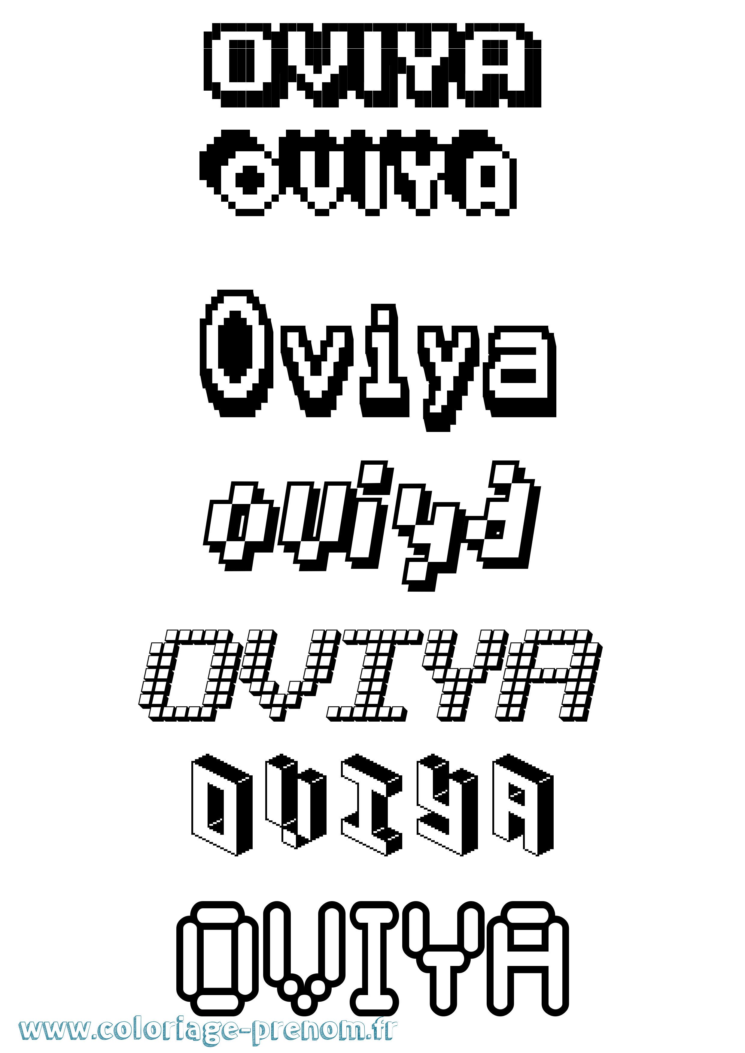 Coloriage Oviya Pixel Coloriage prénom Oviya Pixel
