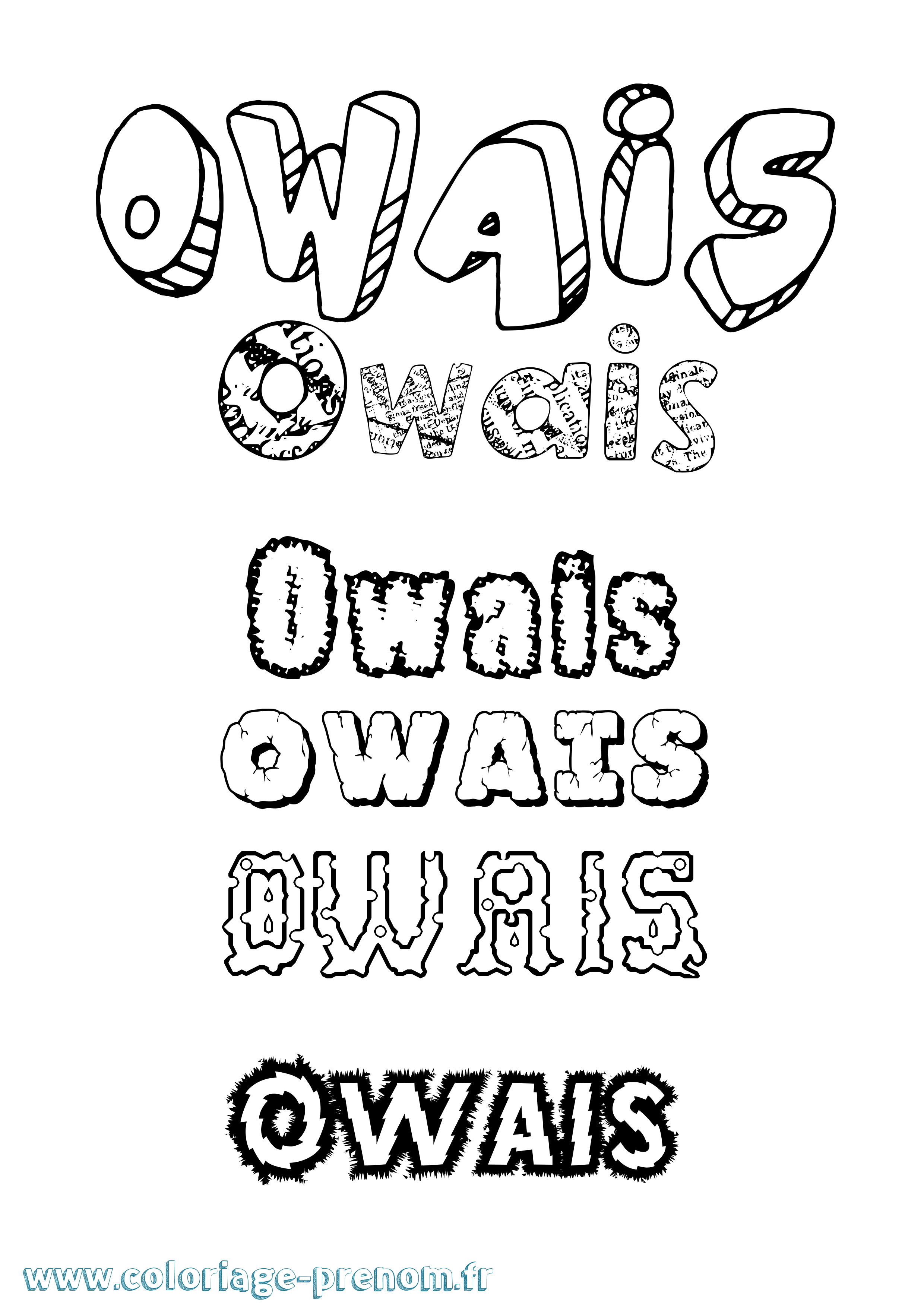 Coloriage Owais Destructuré Coloriage prénom Owais Destructuré