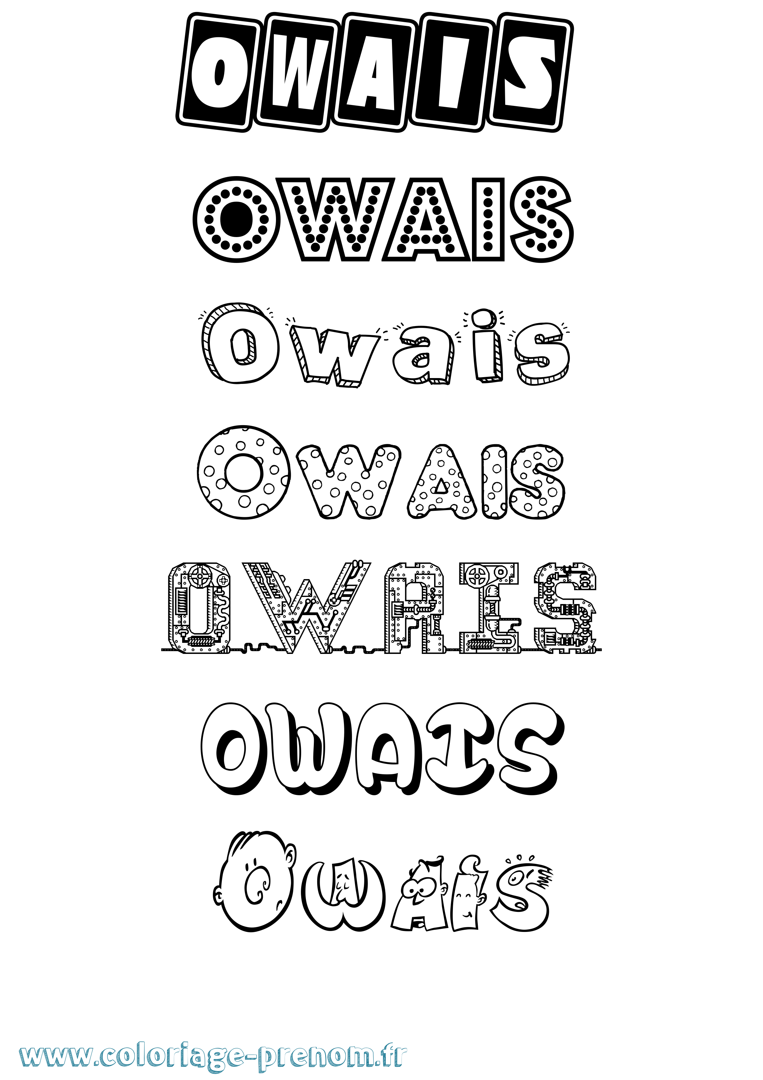 Coloriage Owais Fun Coloriage prénom Owais Fun