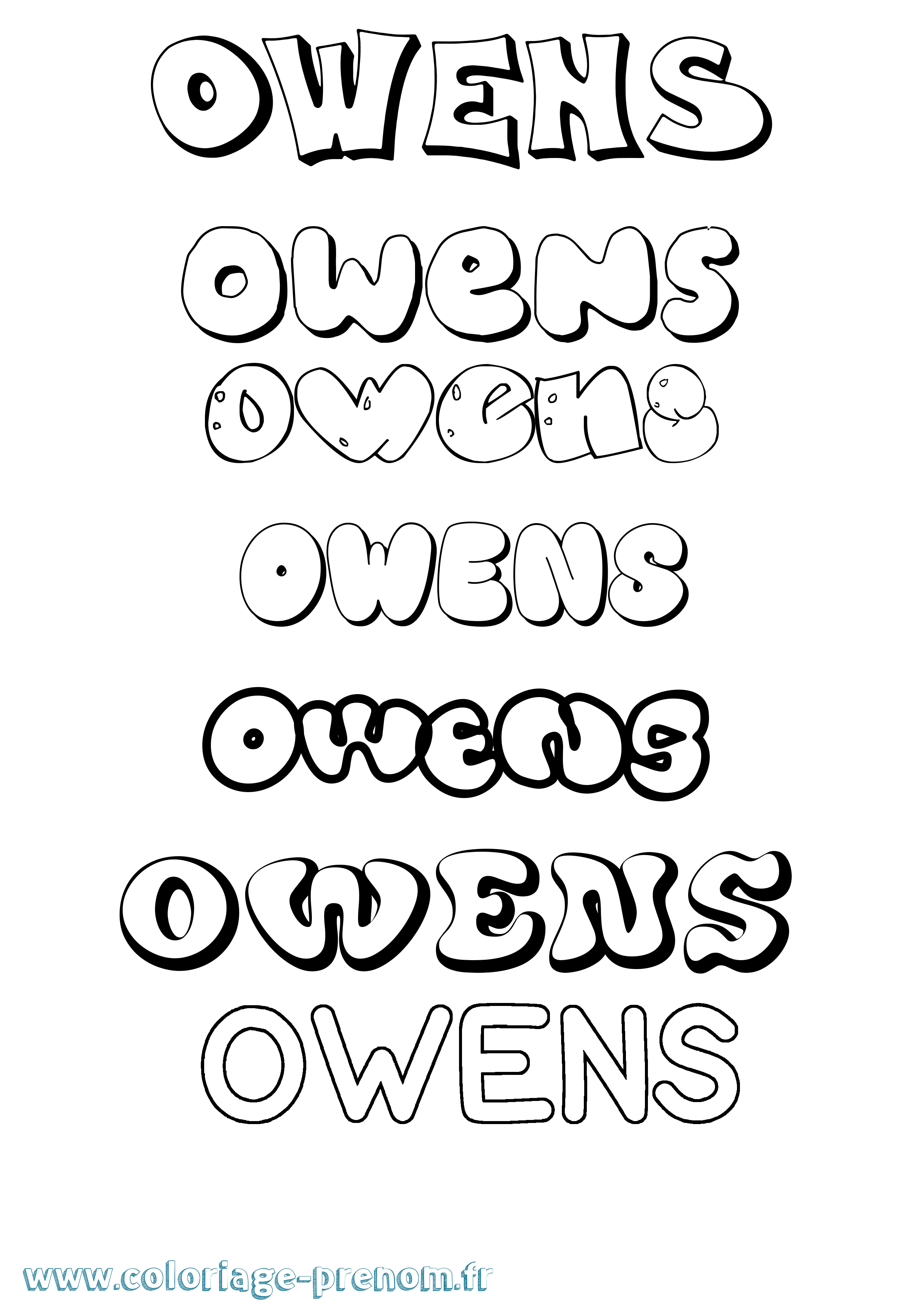 Coloriage Owens Bubble Coloriage prénom Owens Bubble