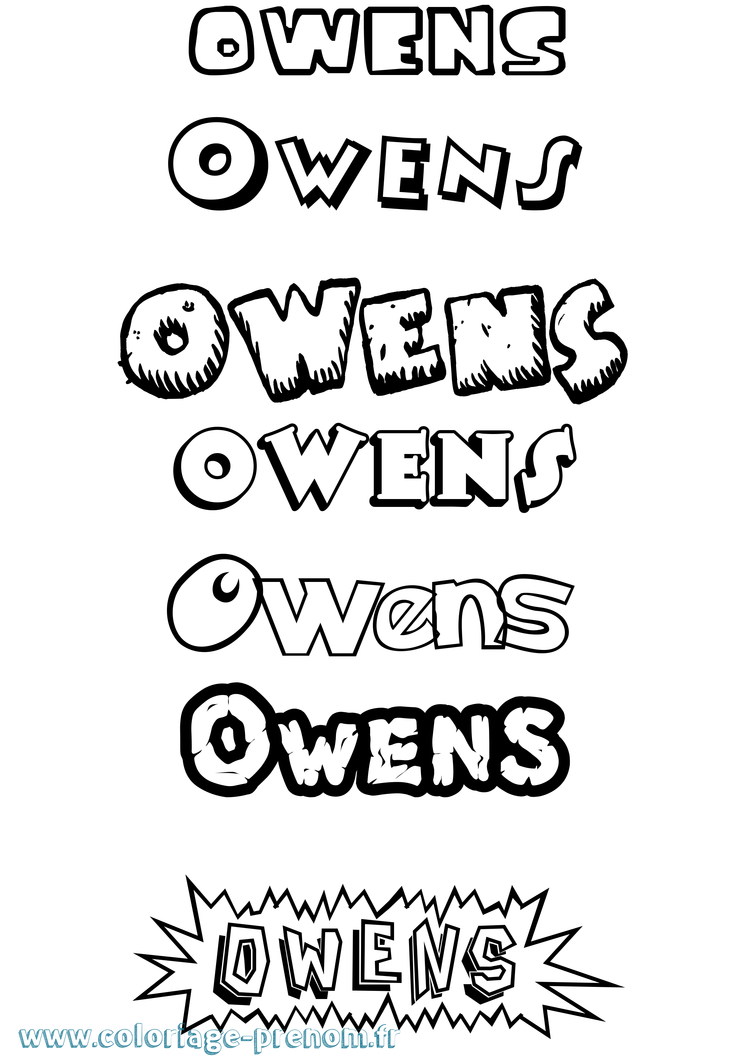 Coloriage Owens Dessin Animé Coloriage prénom Owens Dessin Animé