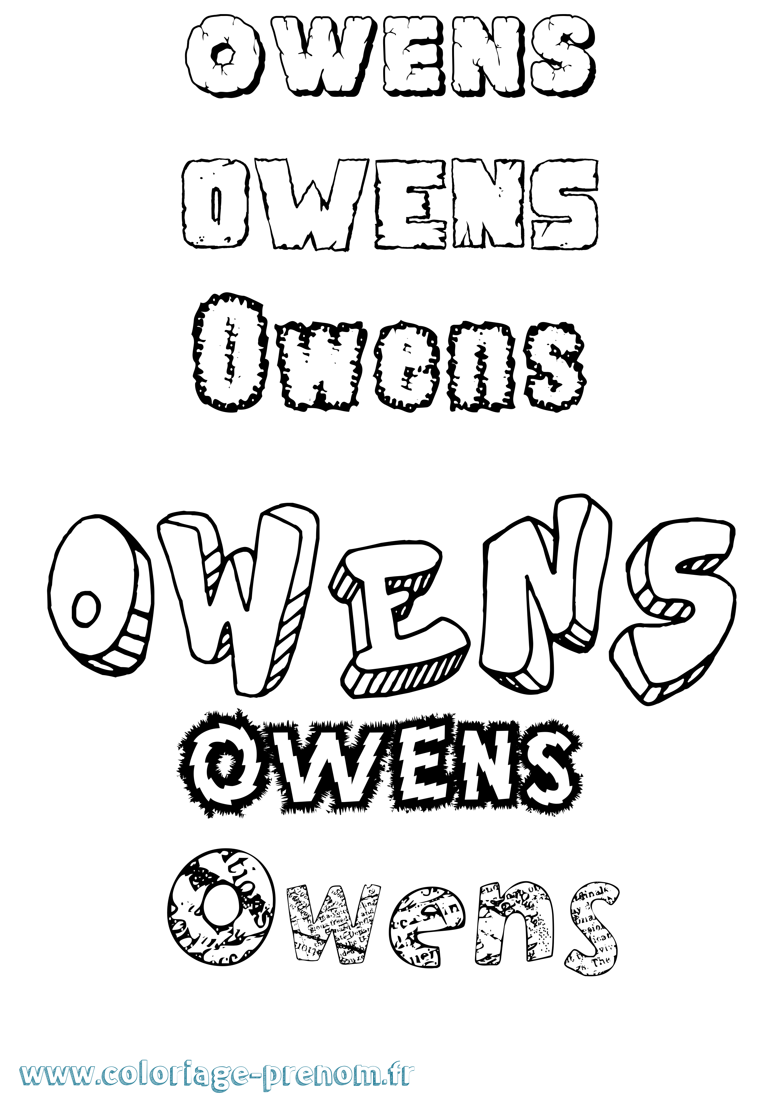 Coloriage Owens Destructuré Coloriage prénom Owens Destructuré