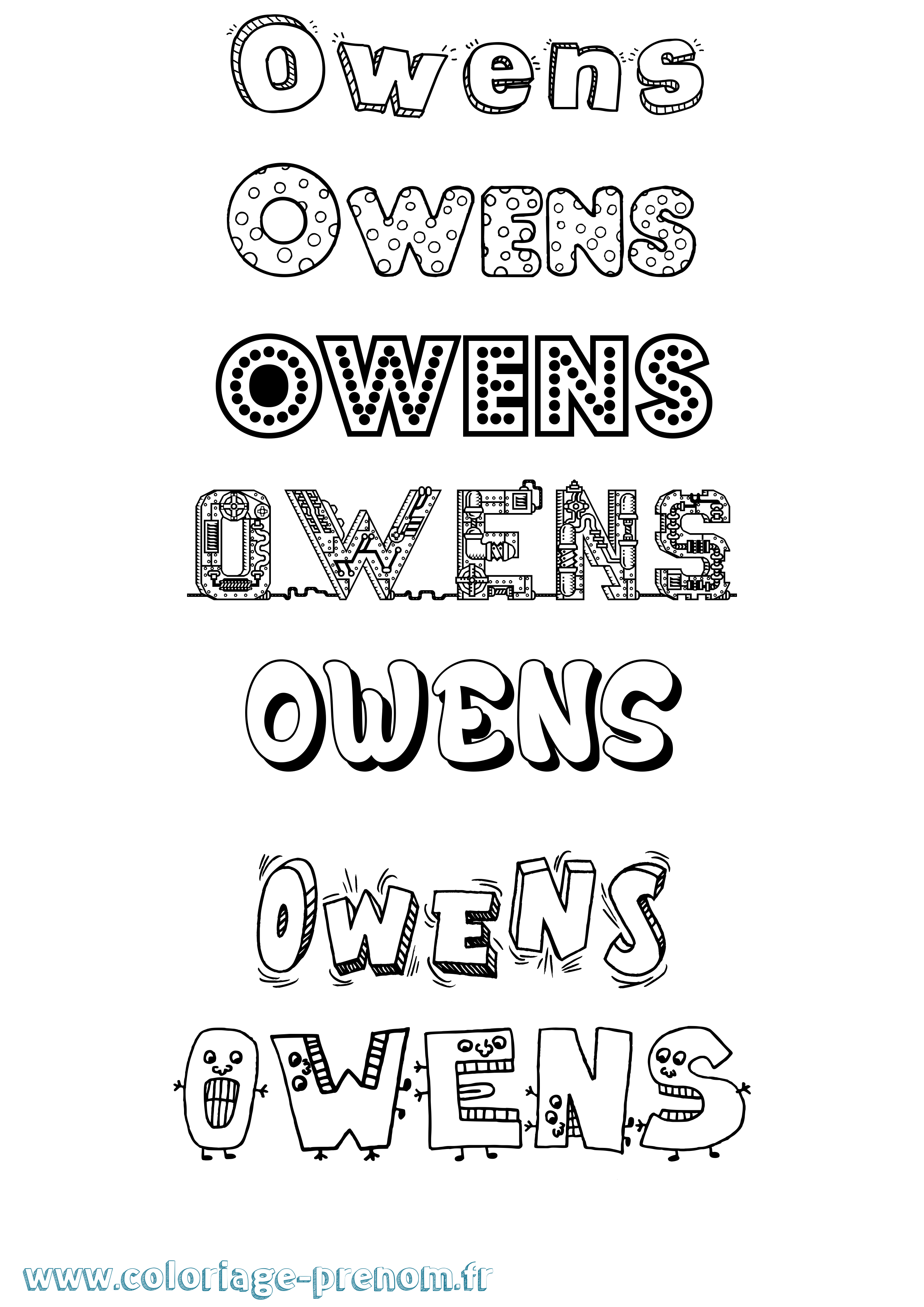 Coloriage Owens Fun Coloriage prénom Owens Fun