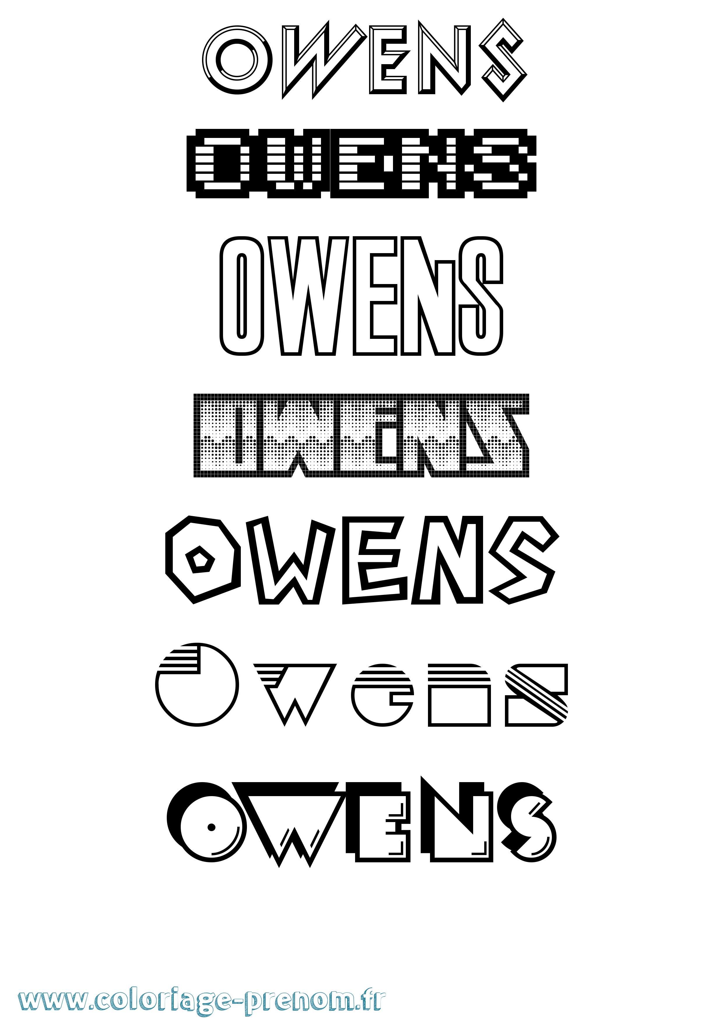 Coloriage Owens Jeux Vidéos Coloriage prénom Owens Jeux Vidéos