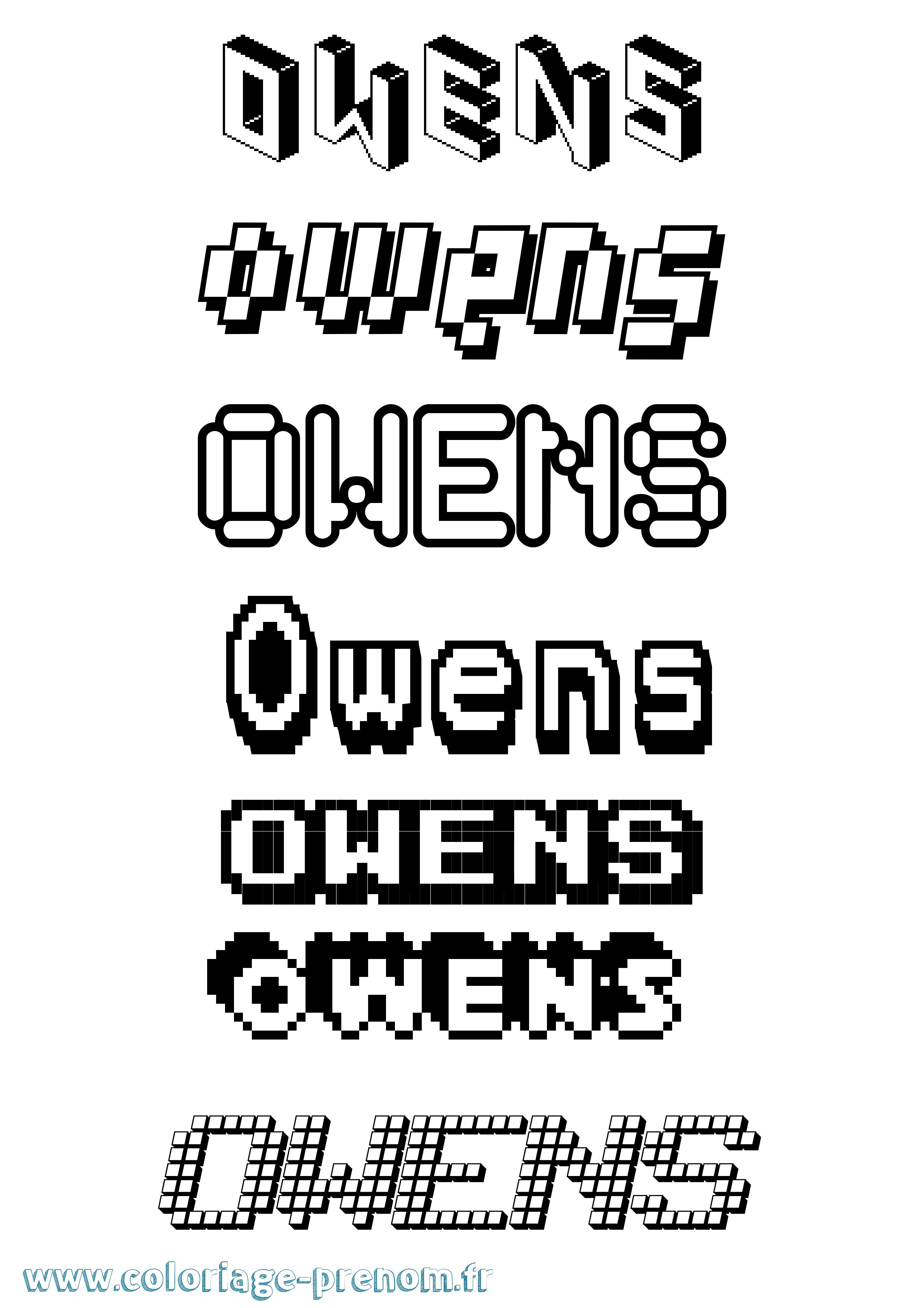 Coloriage Owens Pixel Coloriage prénom Owens Pixel