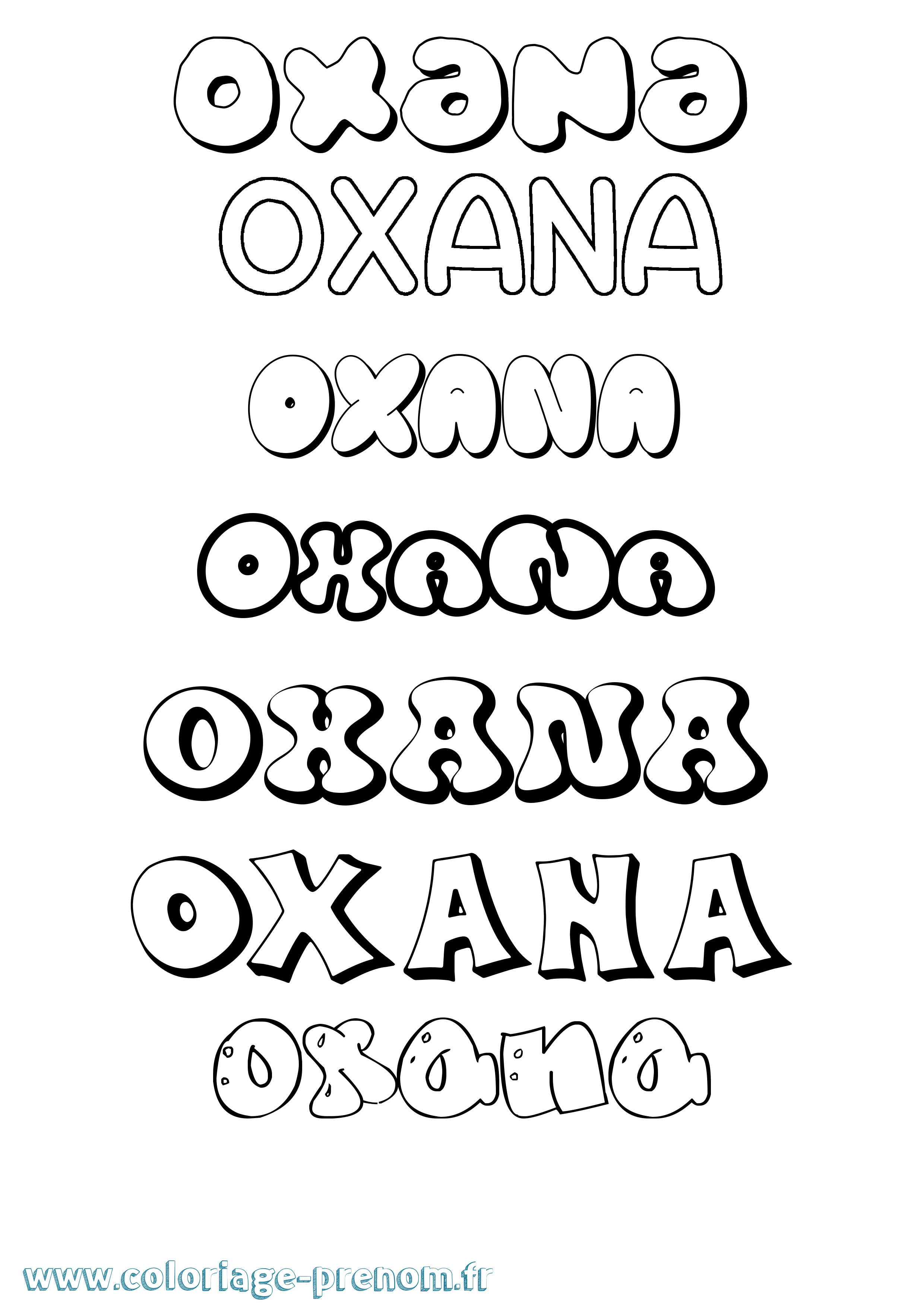 Coloriage Oxana Bubble Coloriage prénom Oxana Bubble