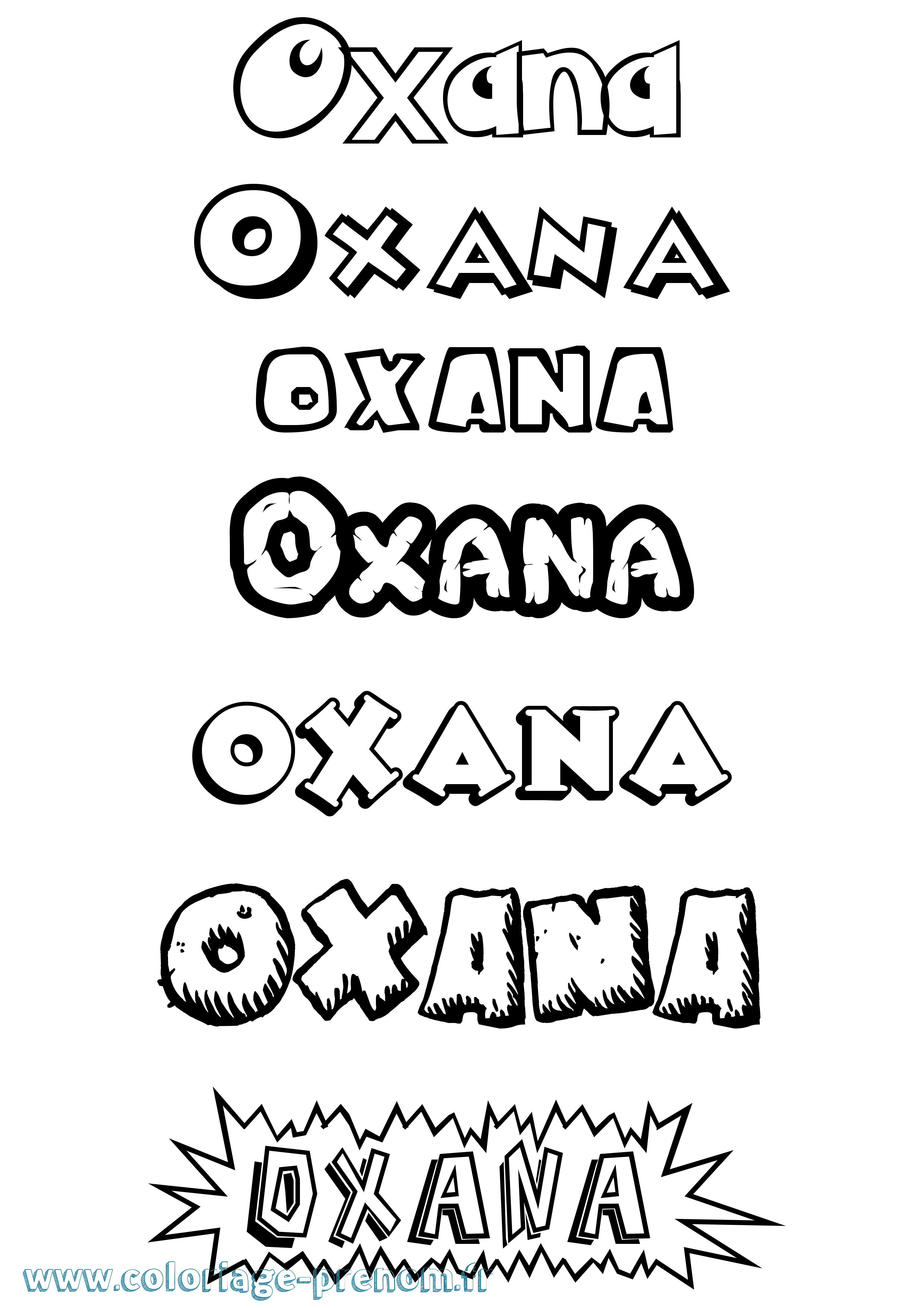 Coloriage Oxana Dessin Animé Coloriage prénom Oxana Dessin Animé