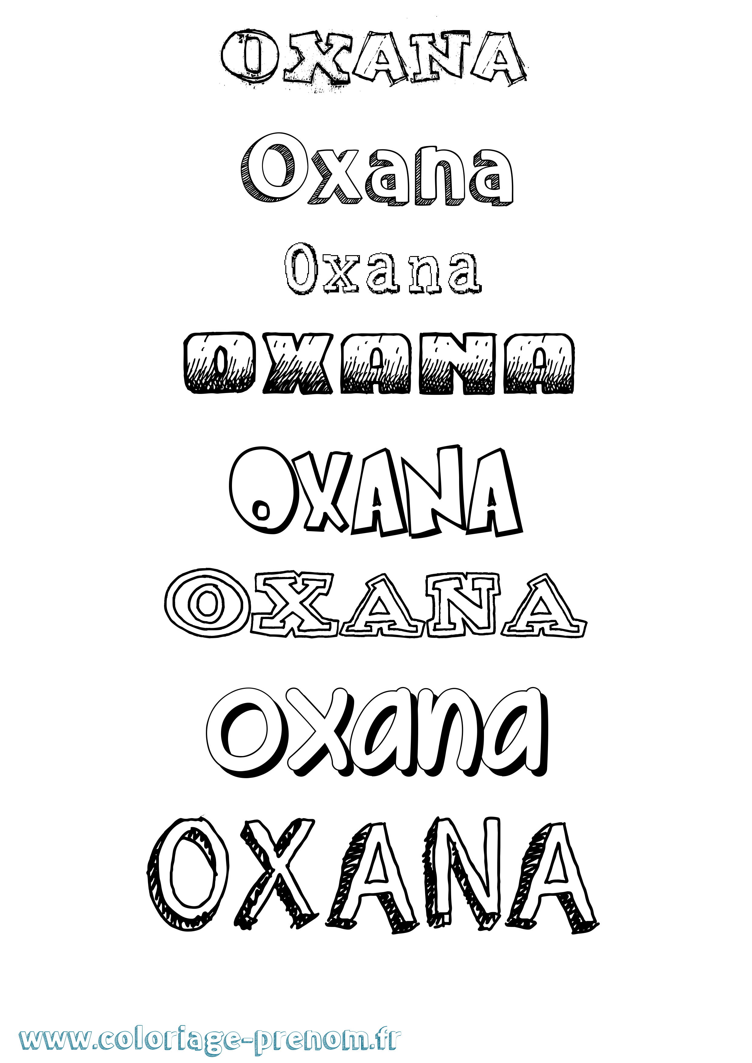 Coloriage Oxana Dessiné Coloriage prénom Oxana Dessiné