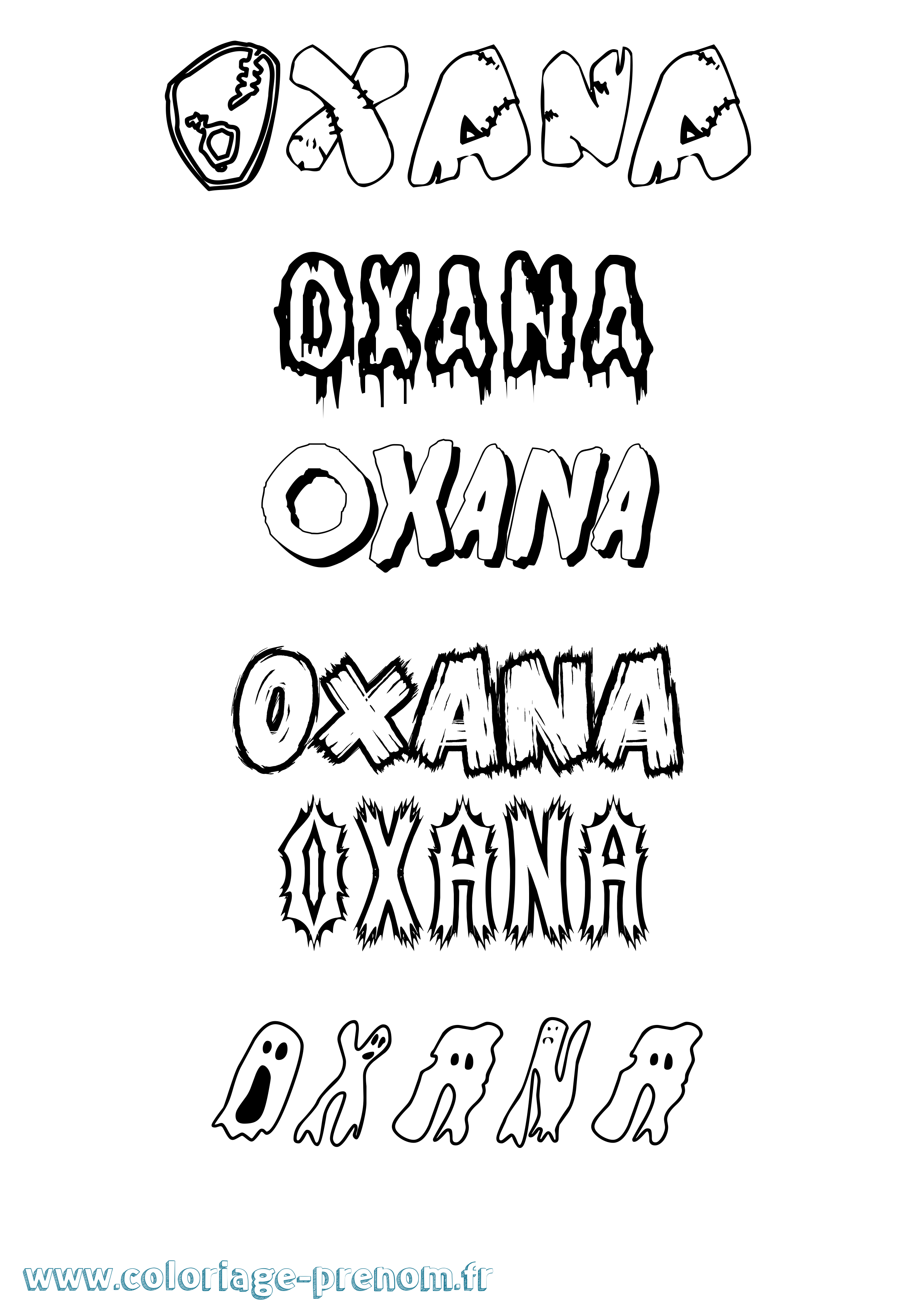 Coloriage Oxana Frisson Coloriage prénom Oxana Frisson