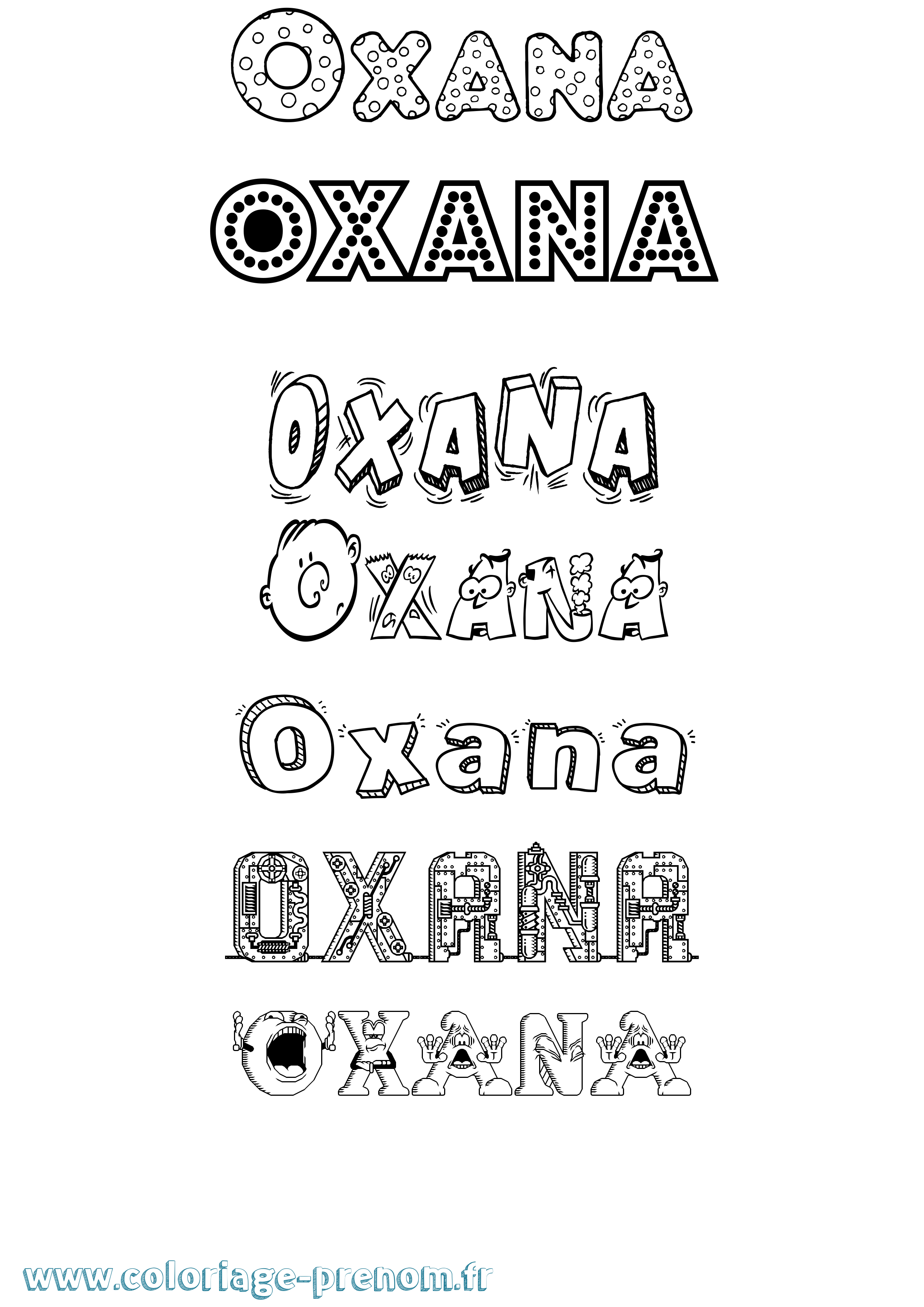 Coloriage Oxana Fun Coloriage prénom Oxana Fun