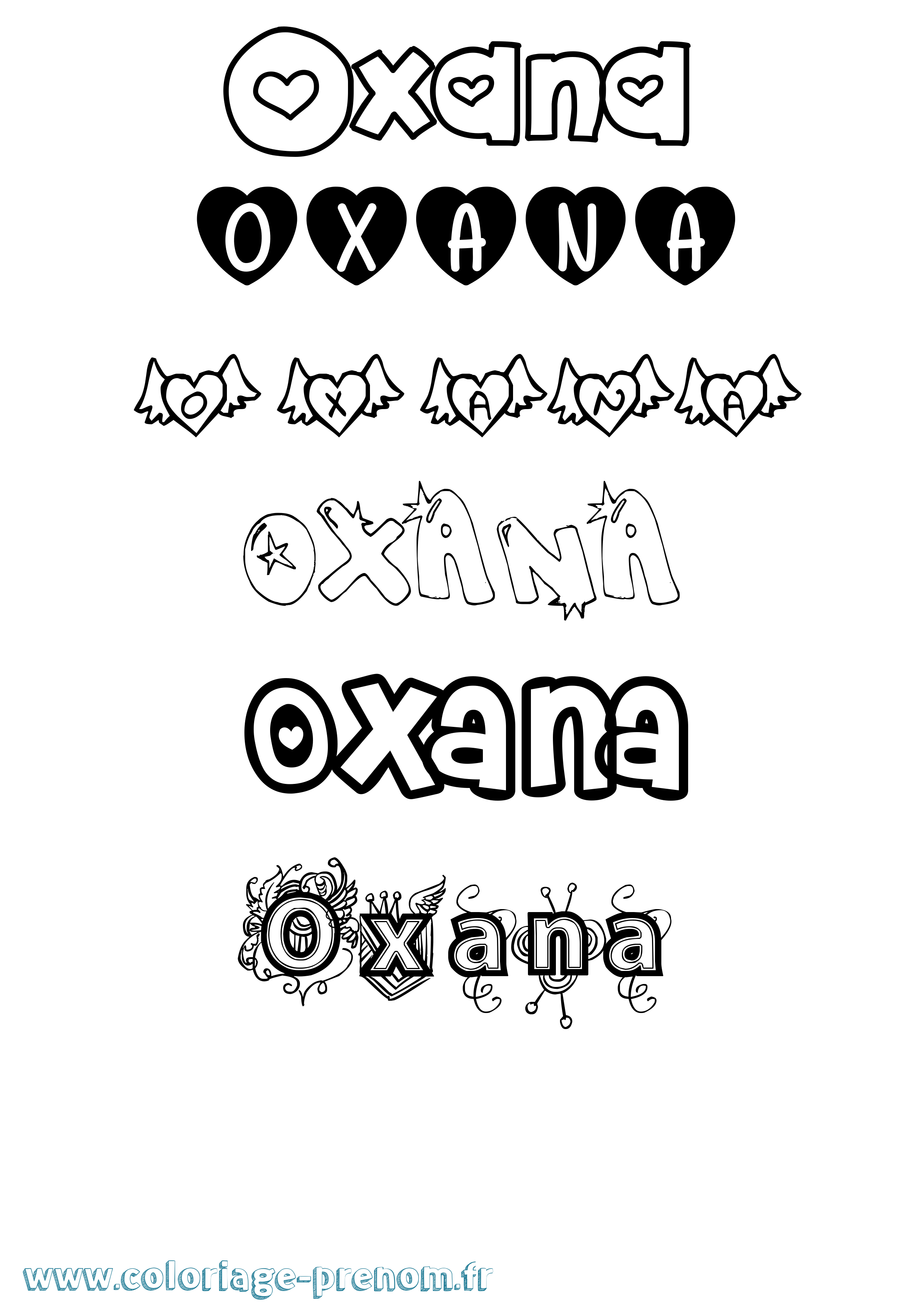 Coloriage Oxana Girly Coloriage prénom Oxana Girly