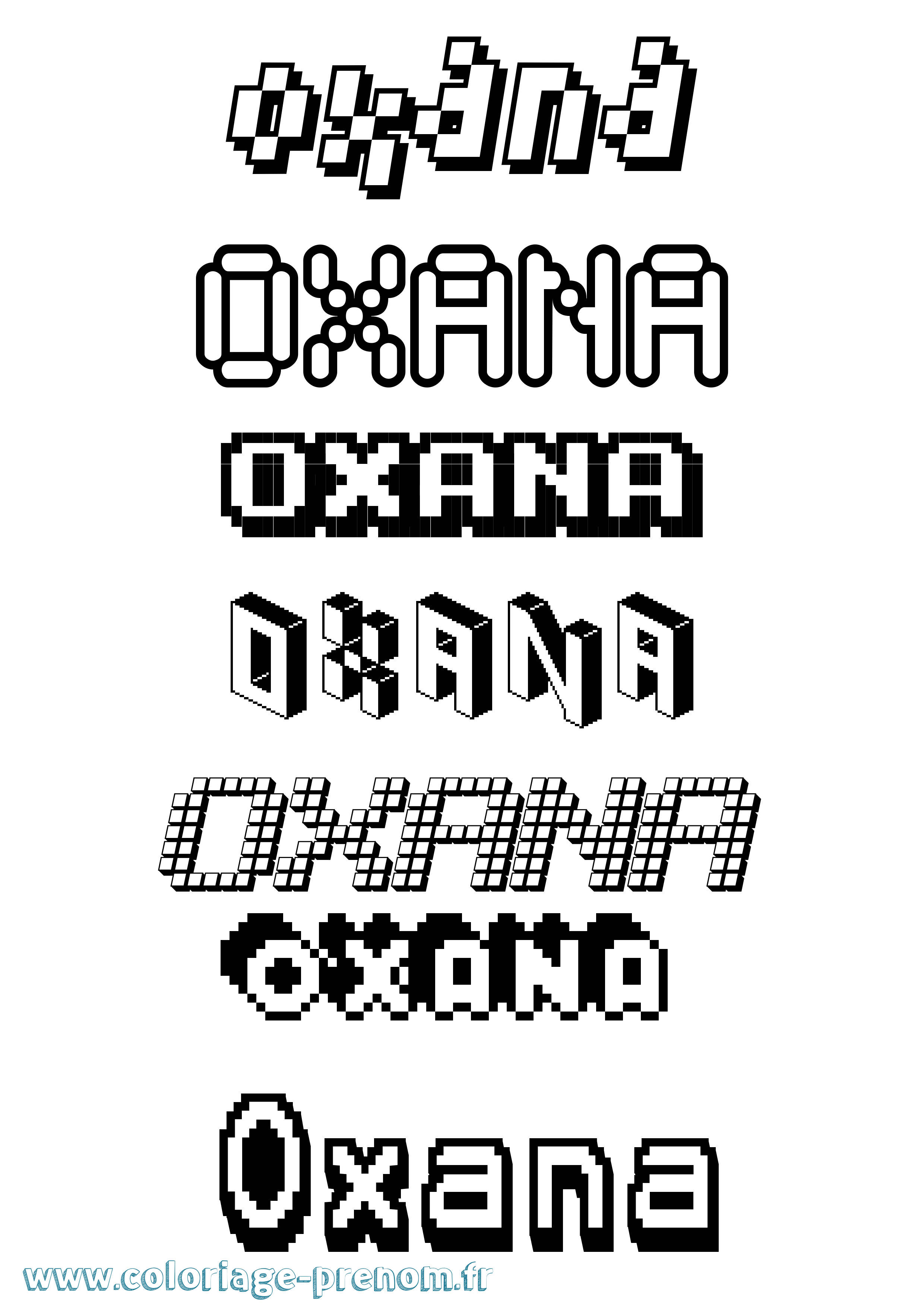 Coloriage Oxana Pixel Coloriage prénom Oxana Pixel