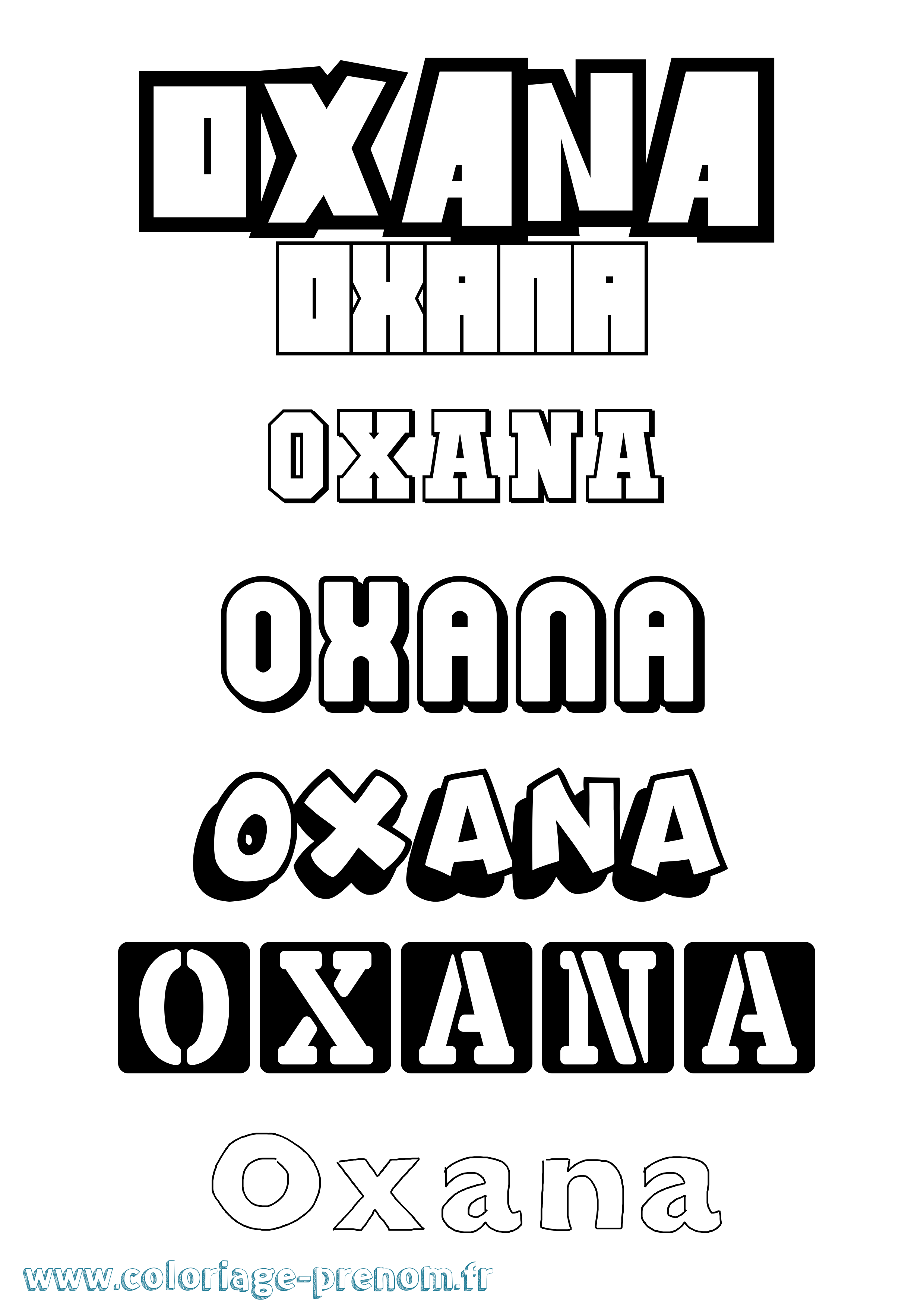 Coloriage Oxana Simple Coloriage prénom Oxana Simple