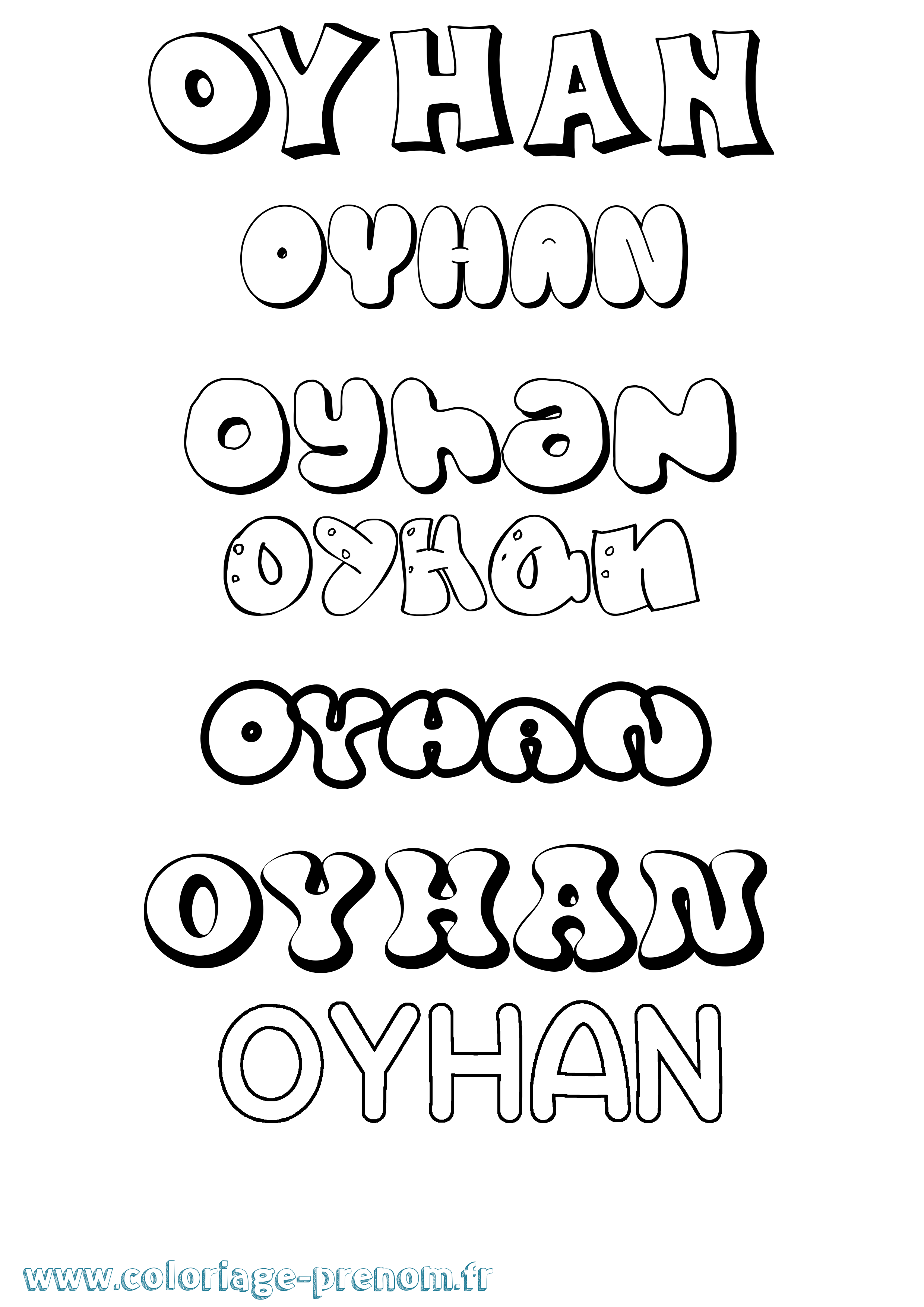 Coloriage Oyhan Bubble Coloriage prénom Oyhan Bubble
