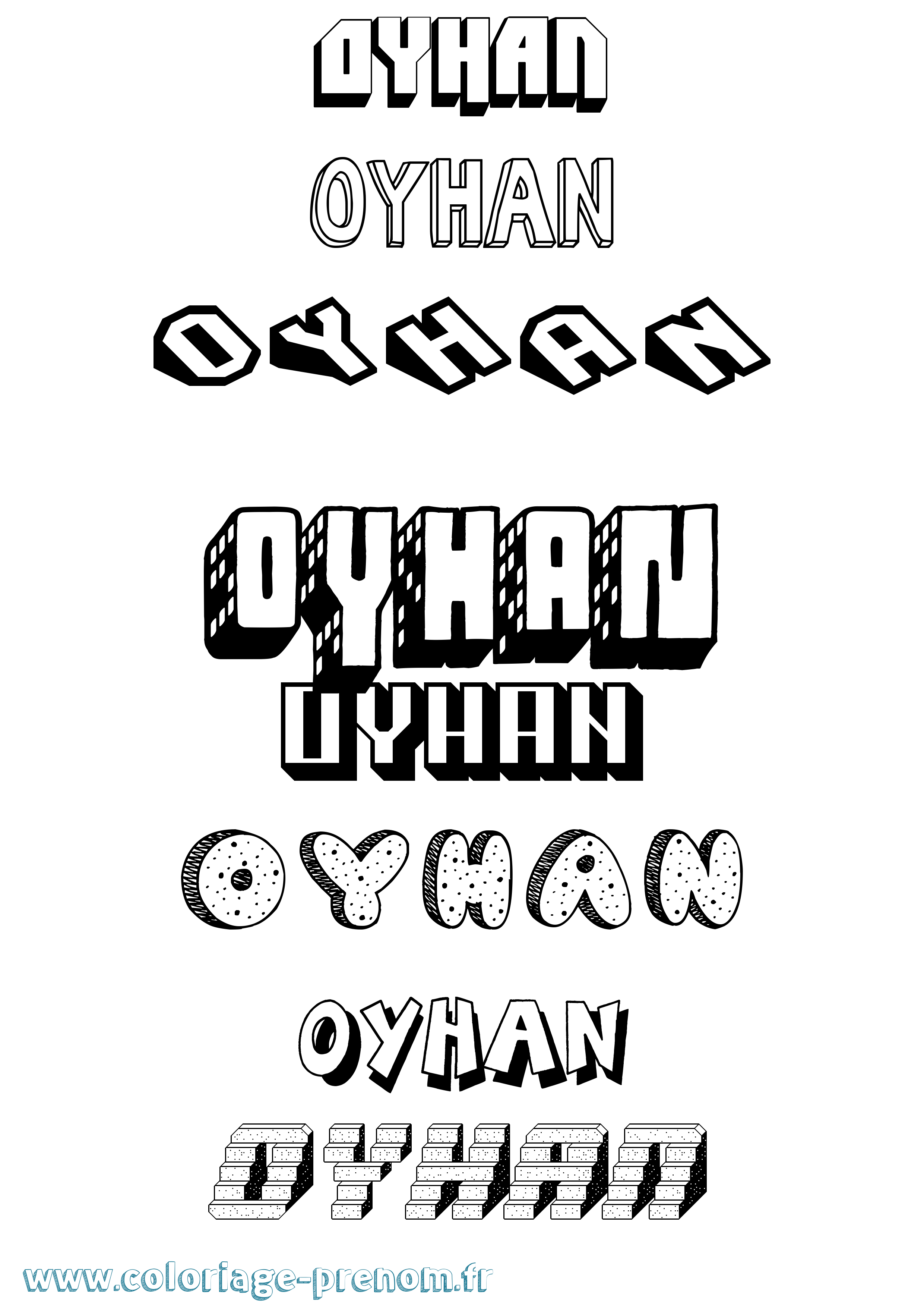 Coloriage Oyhan Effet 3D Coloriage prénom Oyhan Effet 3D
