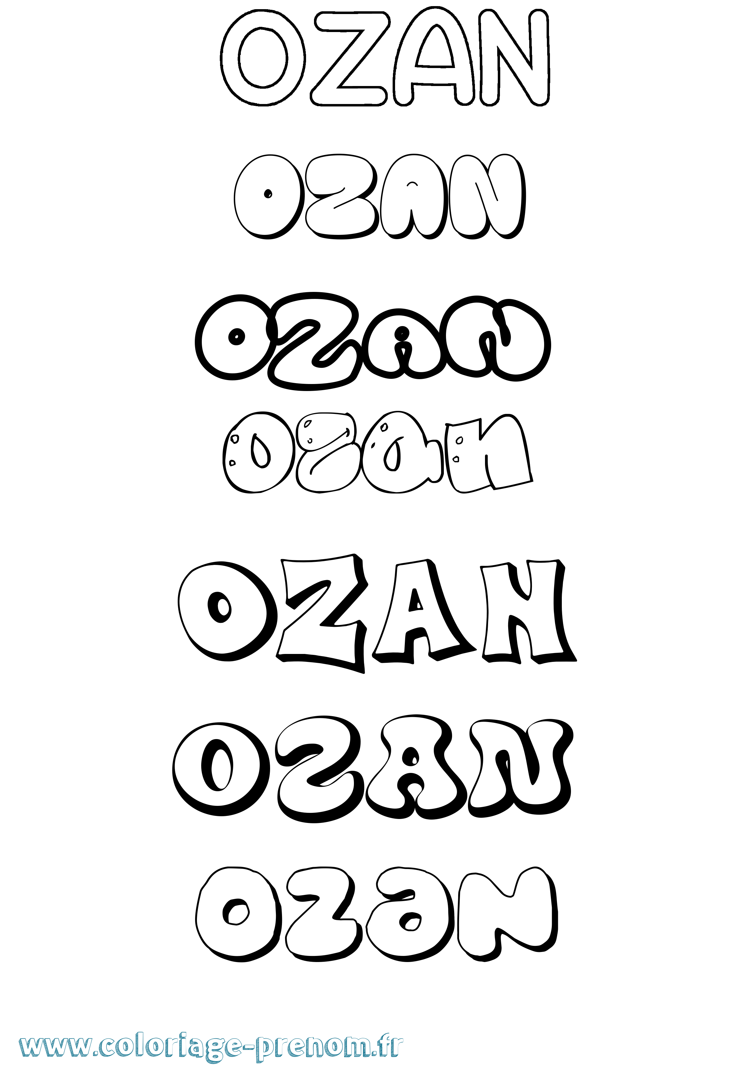 Coloriage Ozan Bubble Coloriage prénom Ozan Bubble