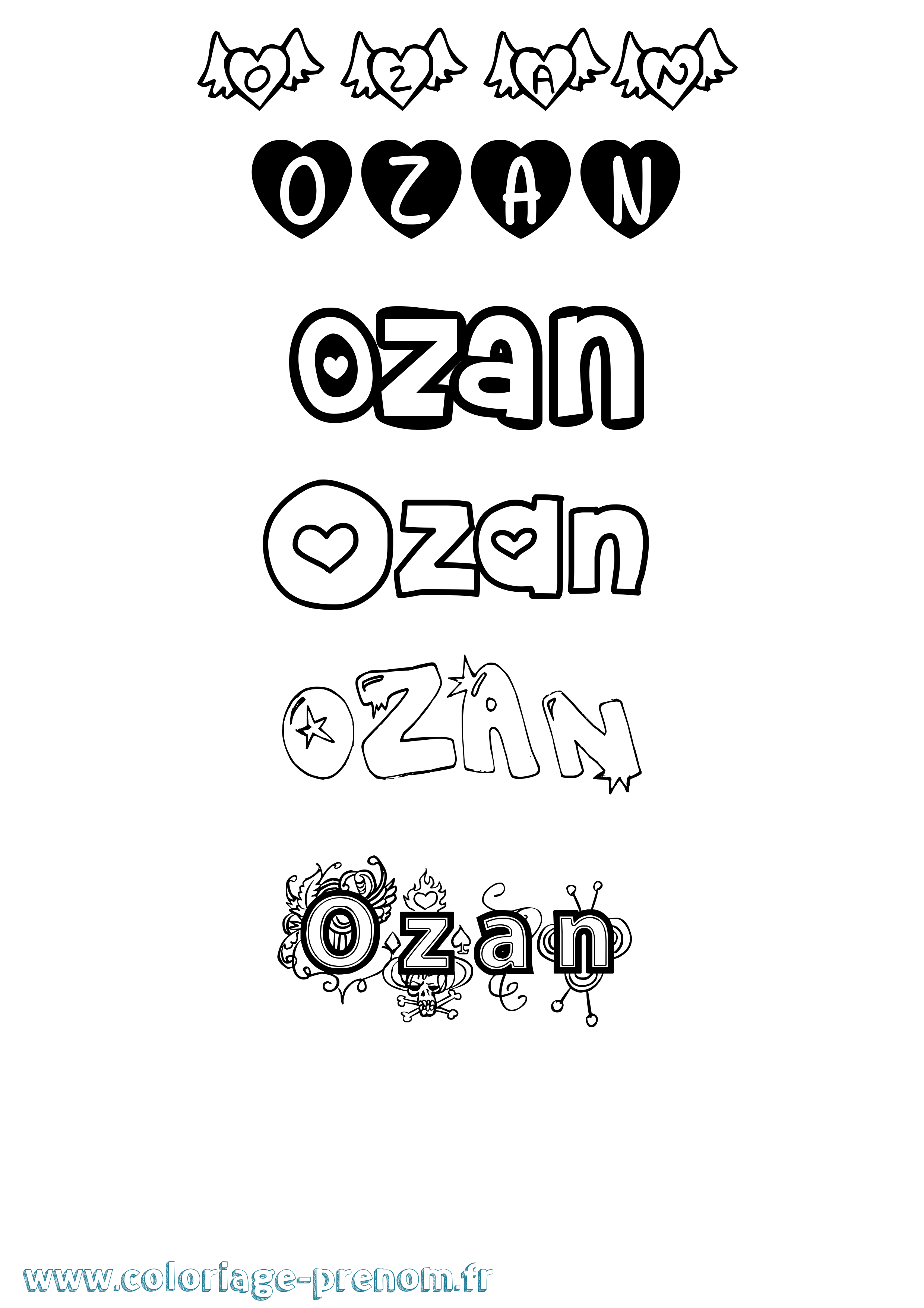 Coloriage Ozan Girly Coloriage prénom Ozan Girly