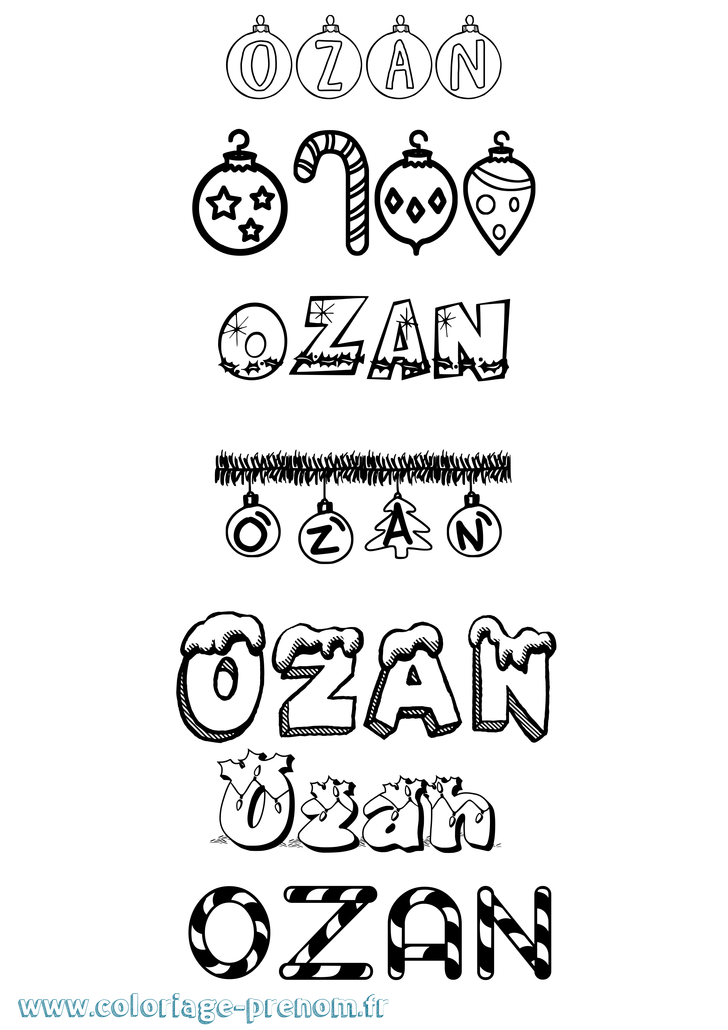 Coloriage Ozan Noël Coloriage prénom Ozan Noël