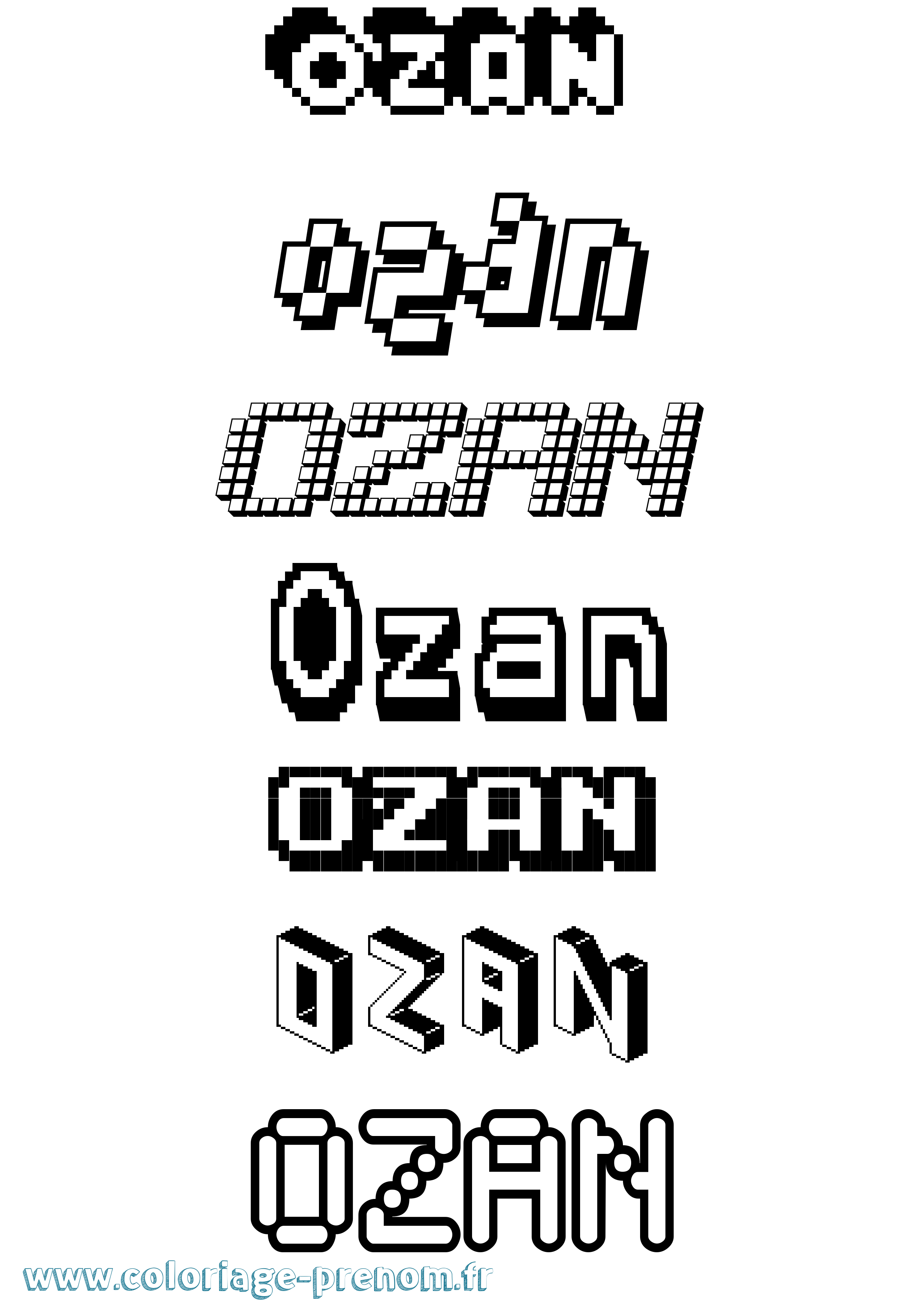 Coloriage Ozan Pixel Coloriage prénom Ozan Pixel