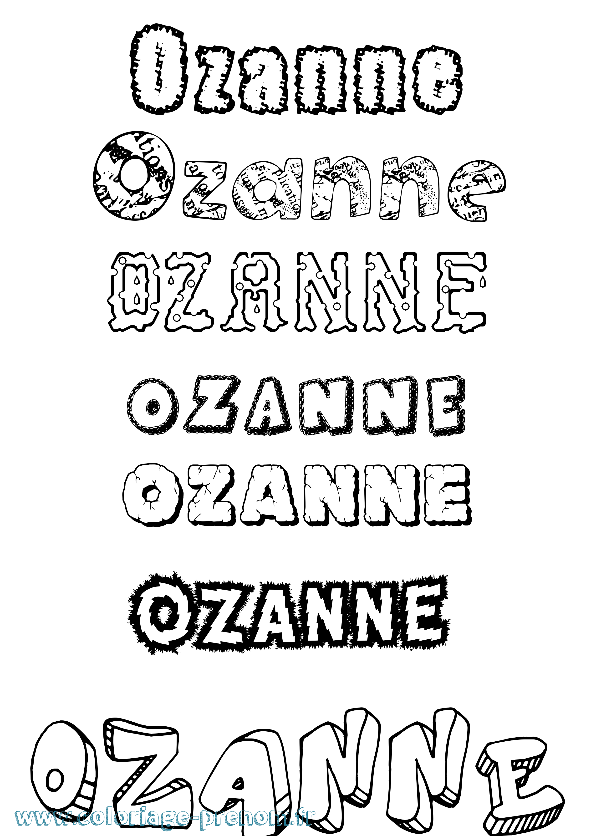 Coloriage Ozanne Destructuré Coloriage prénom Ozanne Destructuré