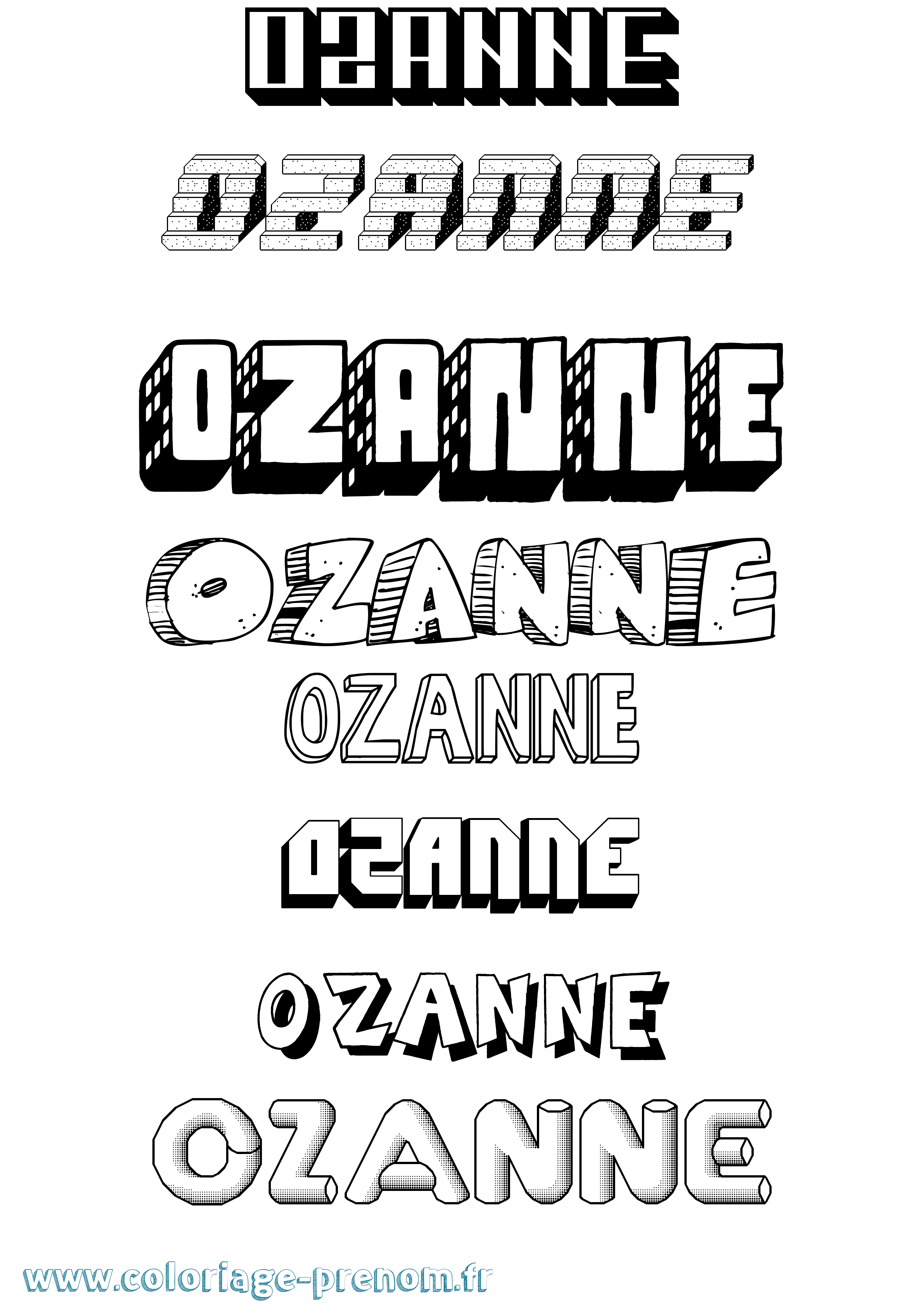 Coloriage Ozanne Effet 3D Coloriage prénom Ozanne Effet 3D